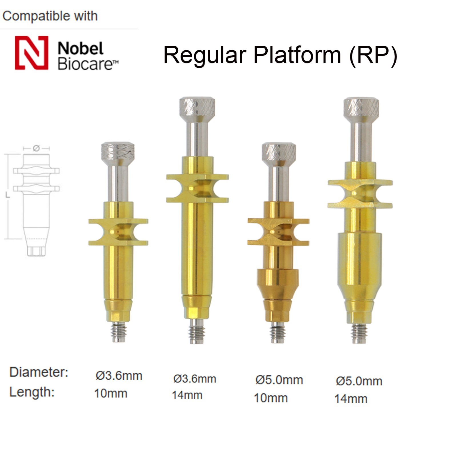Nobel Biocare CC Hex Locator/Healing Cap Abutment Analog Impression Coping NP/RP