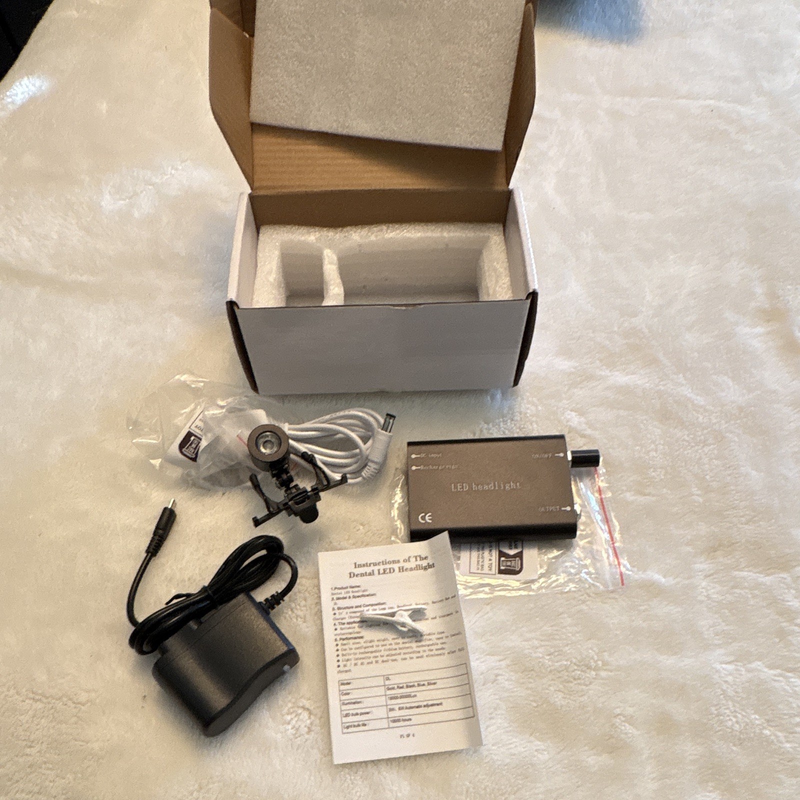 Fencia Dental LED Headlight Kit Head Light Lamp w/ Battery Pack & Charger