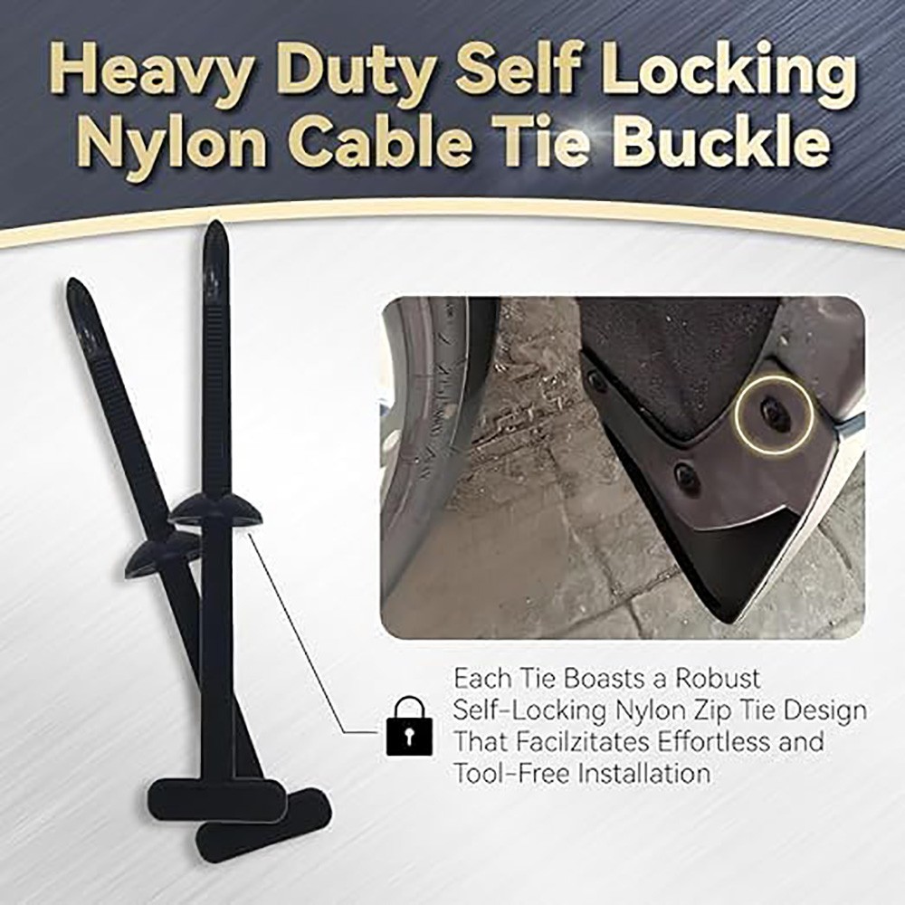 Black Universal Nylon Cable Tie Buckle Heavy Duty Self-Locking Universal Zip T