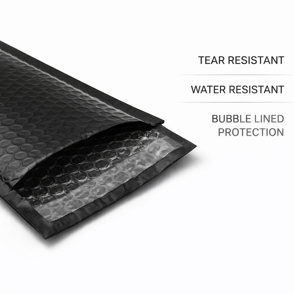 Wholesale 1000 Black Poly Bubble Mailers #000 4×8 Tear & Water Resistant