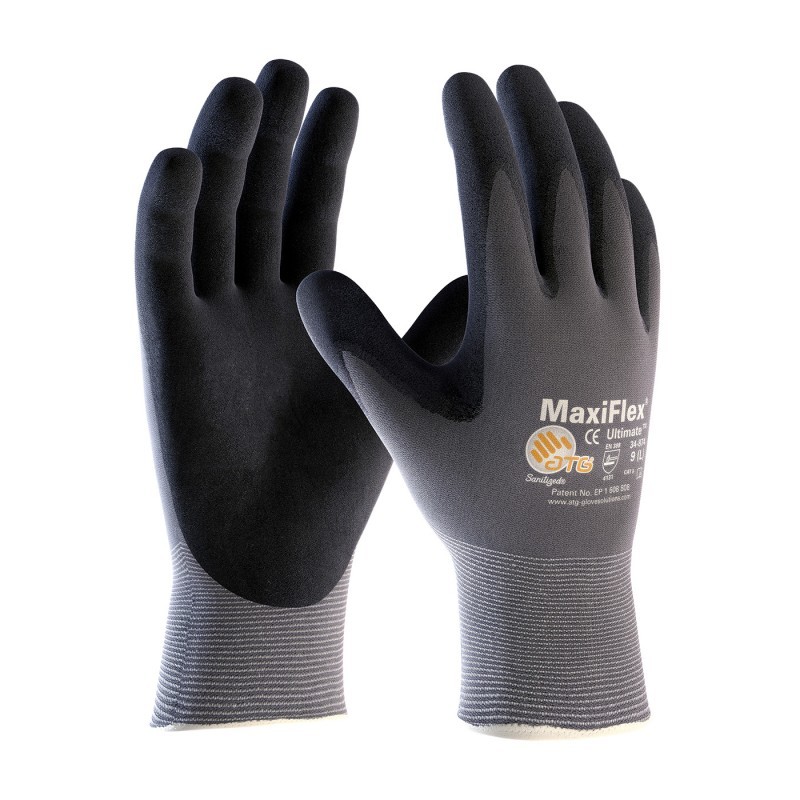 34-874 MaxiFlex Ultimate Micro Foam Nitrile Grip Coated PROTECTIVE WORK GLOVES
