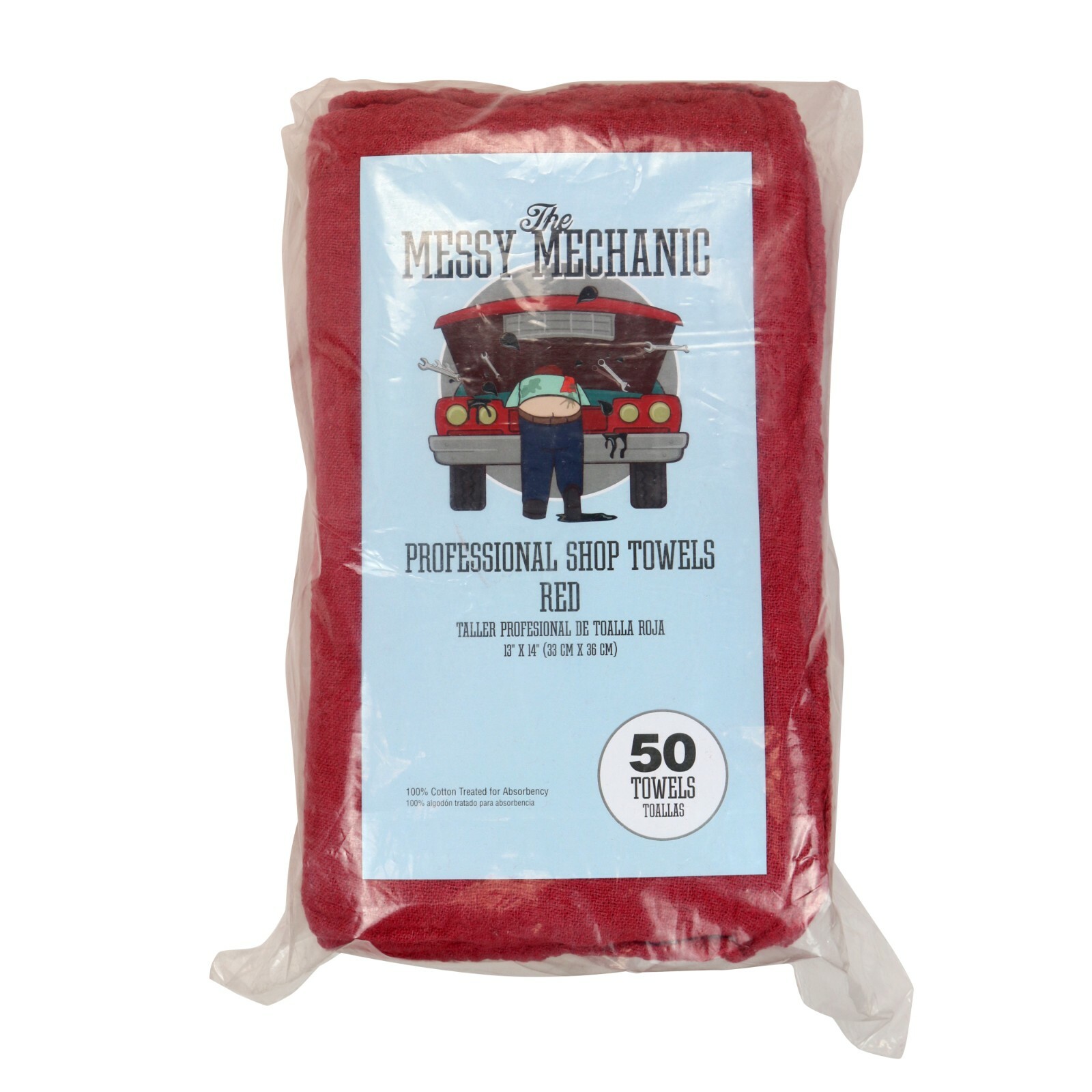 50 Pack of Red Shop Towels 12 x 14 Cleaning Cotton Rags Absorbent Wipers