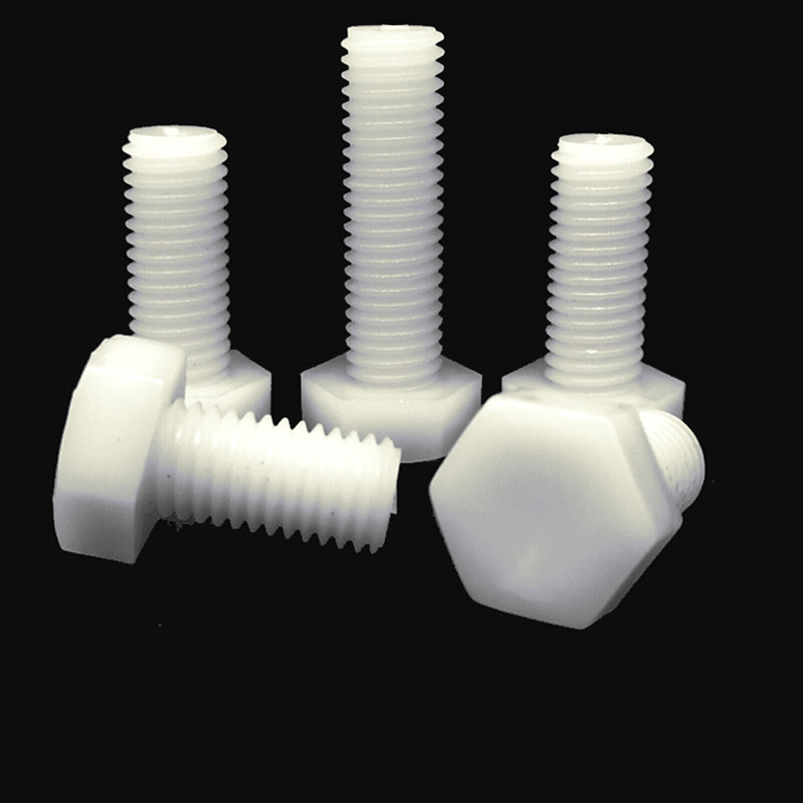 US Stock M4 M5 M6 M8 M10 M12 Hex Nylon screws hex bolts screws White L 6mm~100mm