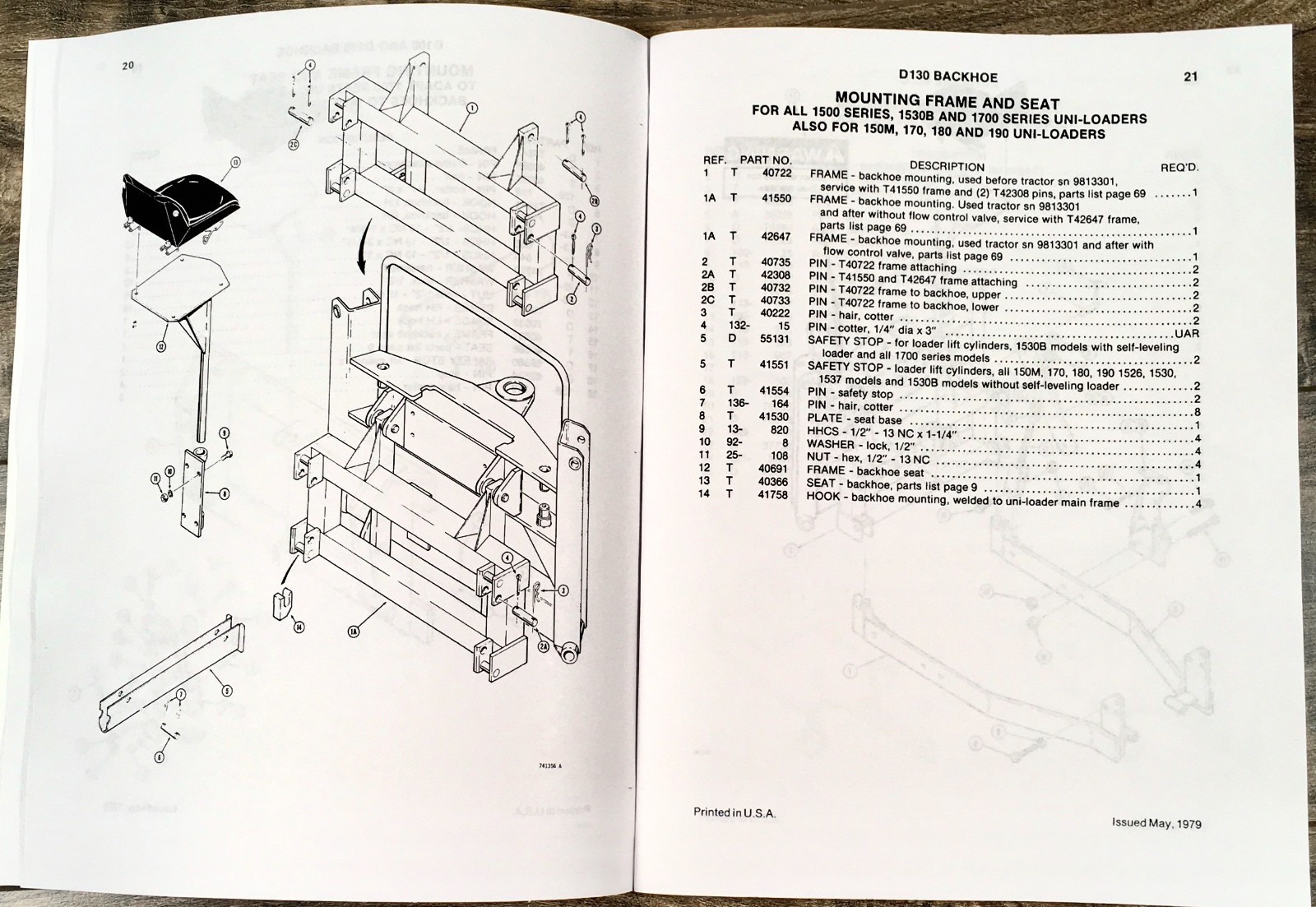 J I Case D100 And D130 Backhoes Parts Catalog Manual N0. B1275 For Uni-Loaders