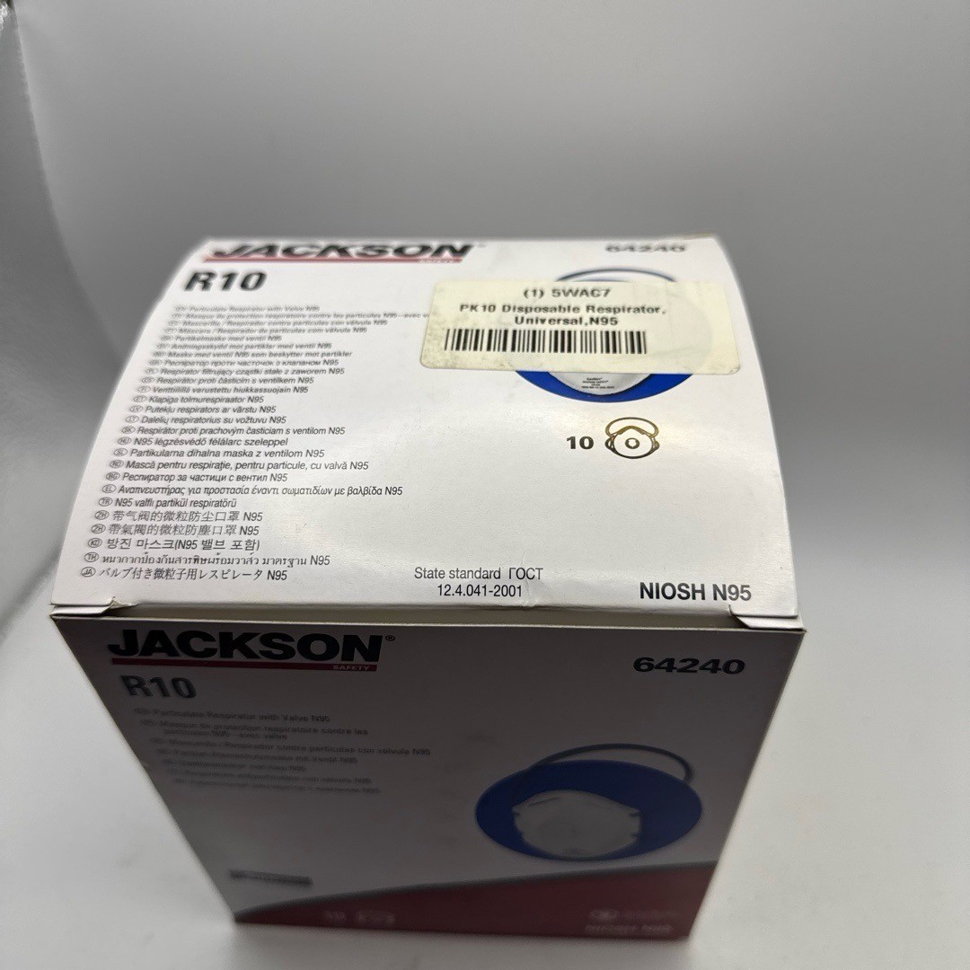 JACKSON SAFETY R10 N95 Respirator 10 Pack 64240 NIOSH Certified Disposable