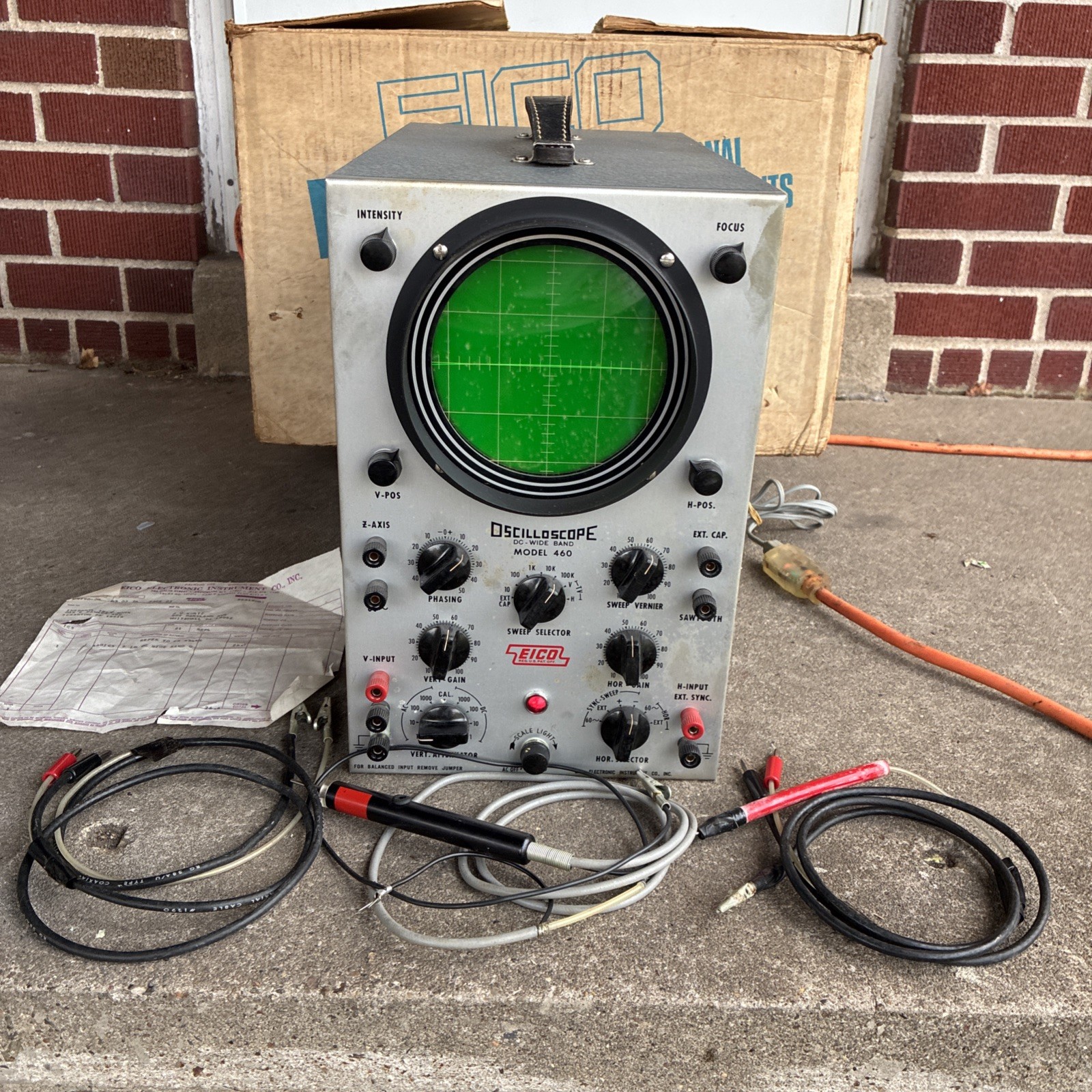 Vintage EICO Oscilloscope DC Wide Band Model 460 Untested See Description