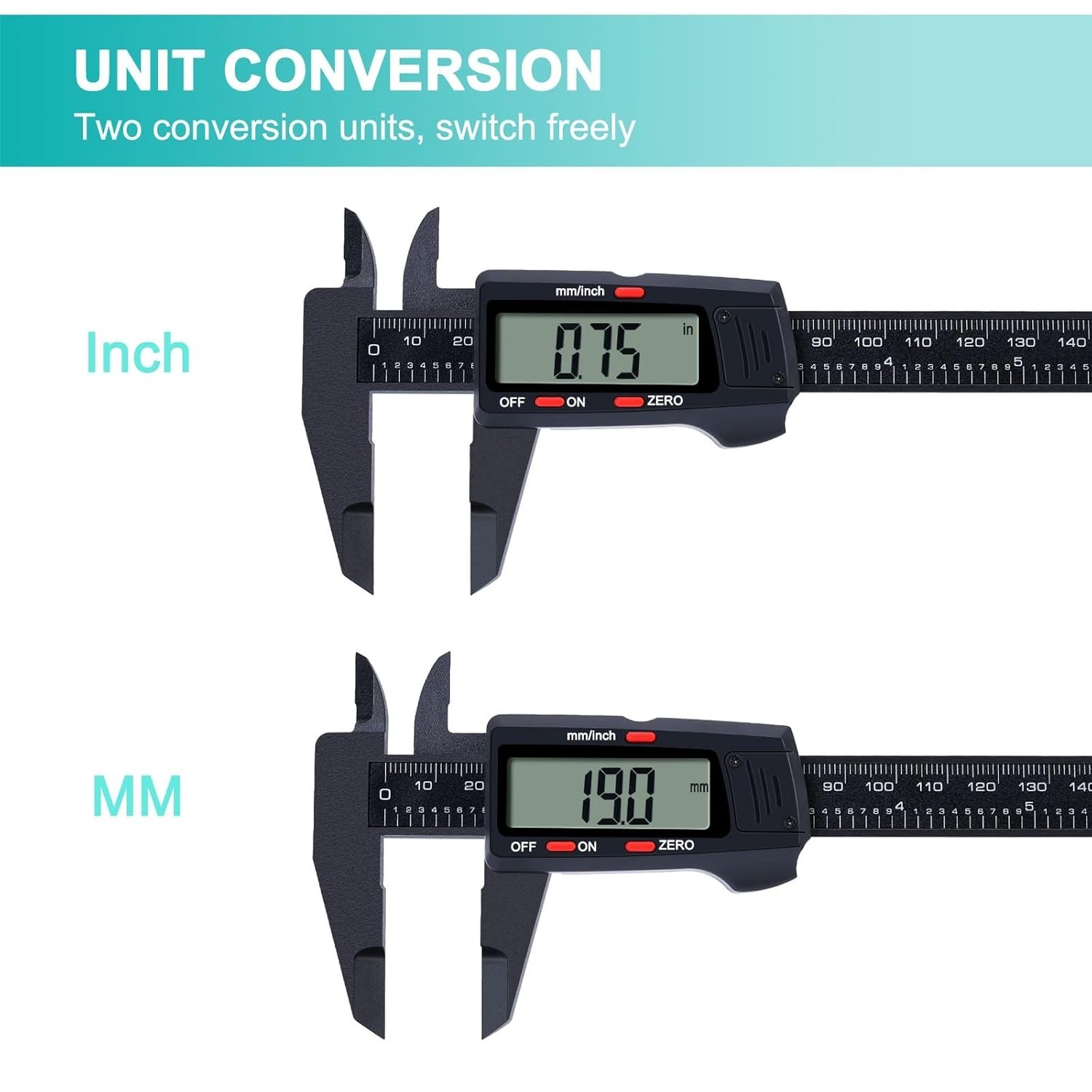 High-Accuracy Digital Caliper Tool with Auto-Off Feature, Inch & mm Converter