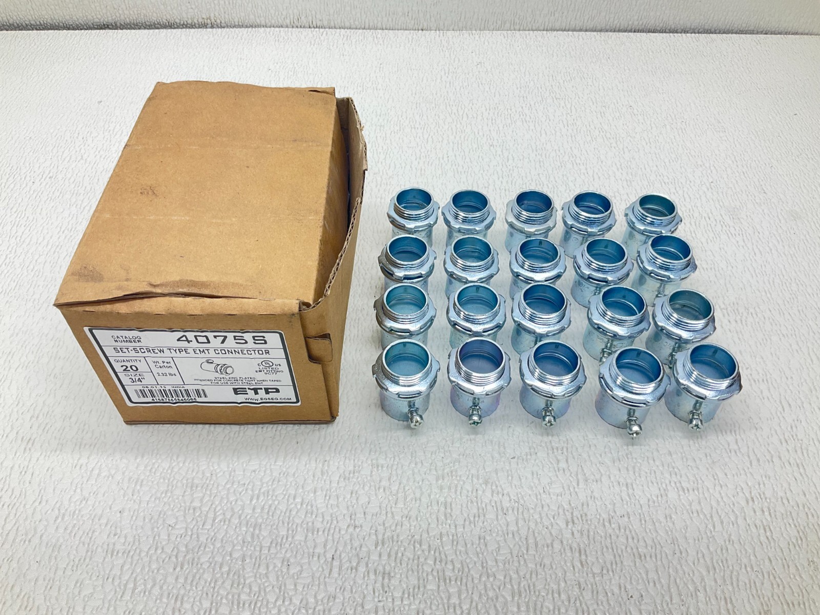 EGS ETP 4075S 3/4″ Set-Screw Type EMT Connector Box of 20 New (TSC)