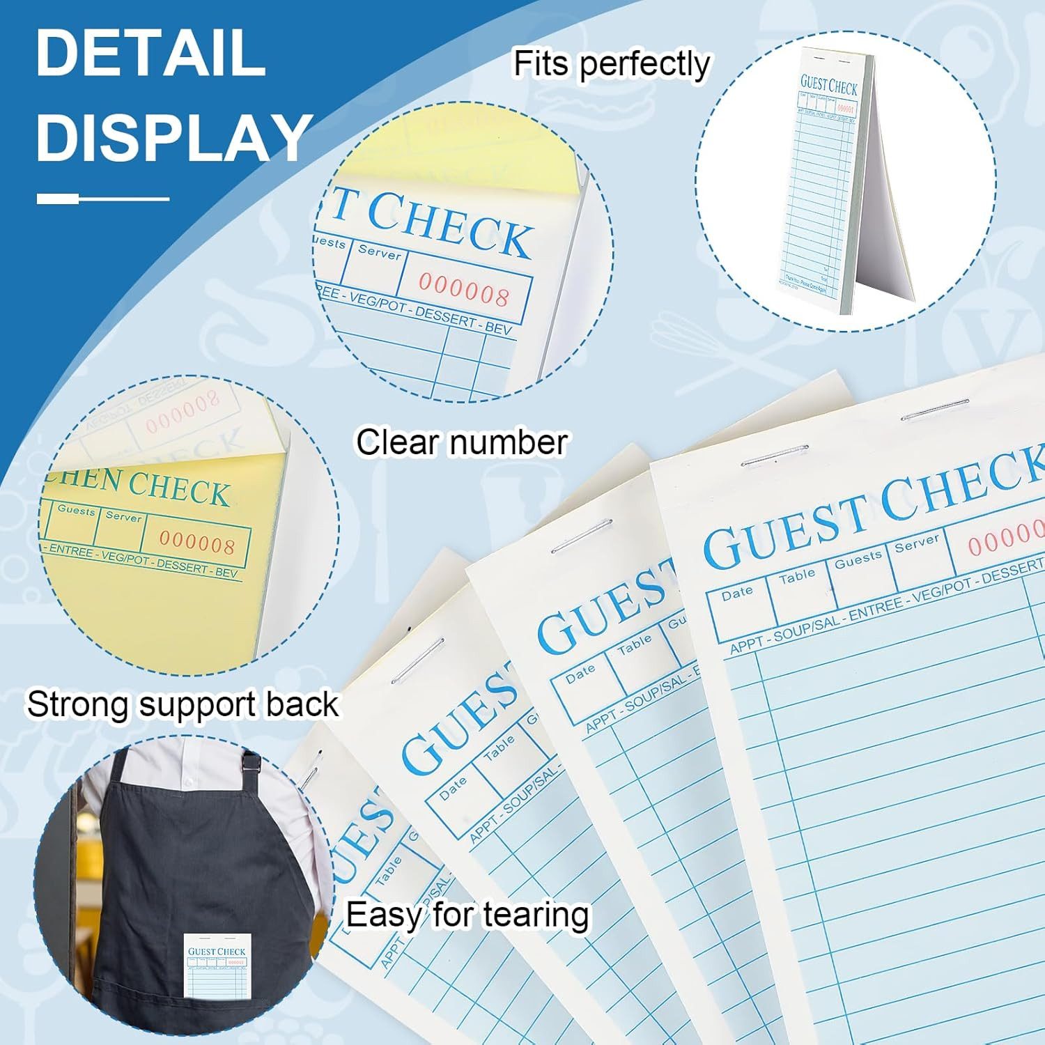 50 Pack Guest Check Pads Server Note Pads 3.5 x 6.7 Inch Guest Check Book for Se