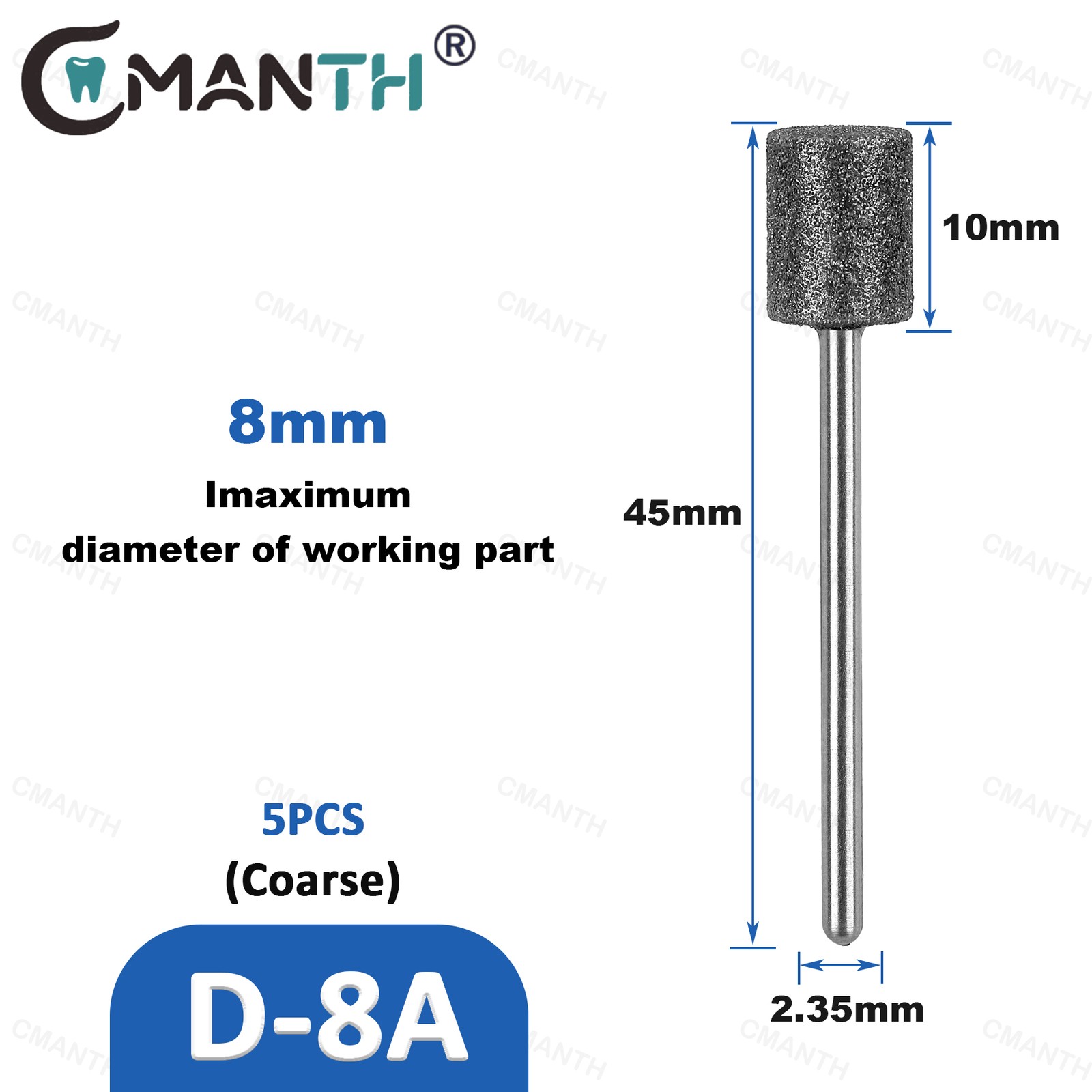 Dental Low Diamond Bur Teeth Polishing For Low Speed Handpiece HP Dia.2.35mm 5Pc