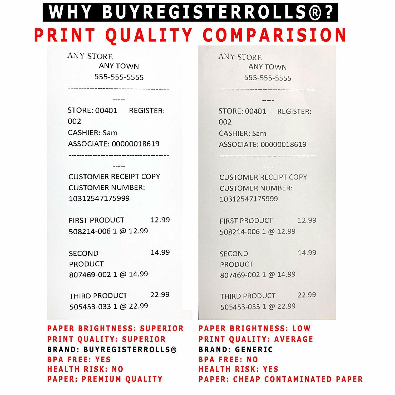 3 1/8″ x 190′ thermal receipt paper rolls[50] fits cash registers and all POS