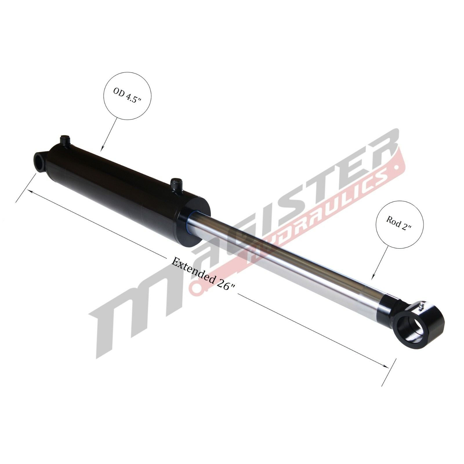 Hydraulic Cylinder Welded Double Acting 4″ Bore 8″ Stroke Cross Tube 4×8 NEW