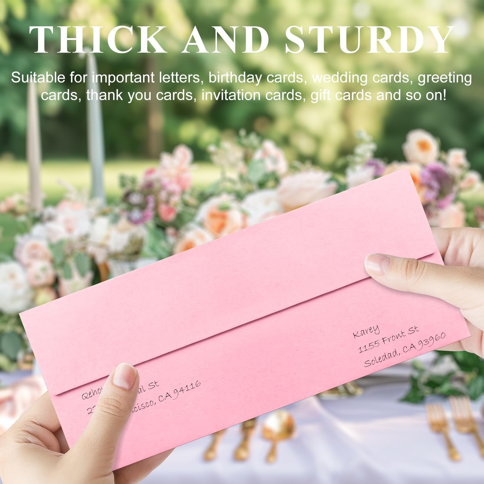 50 Pack Pink #10 Business Envelopes, Standard Envelopes Self 50 pieces,