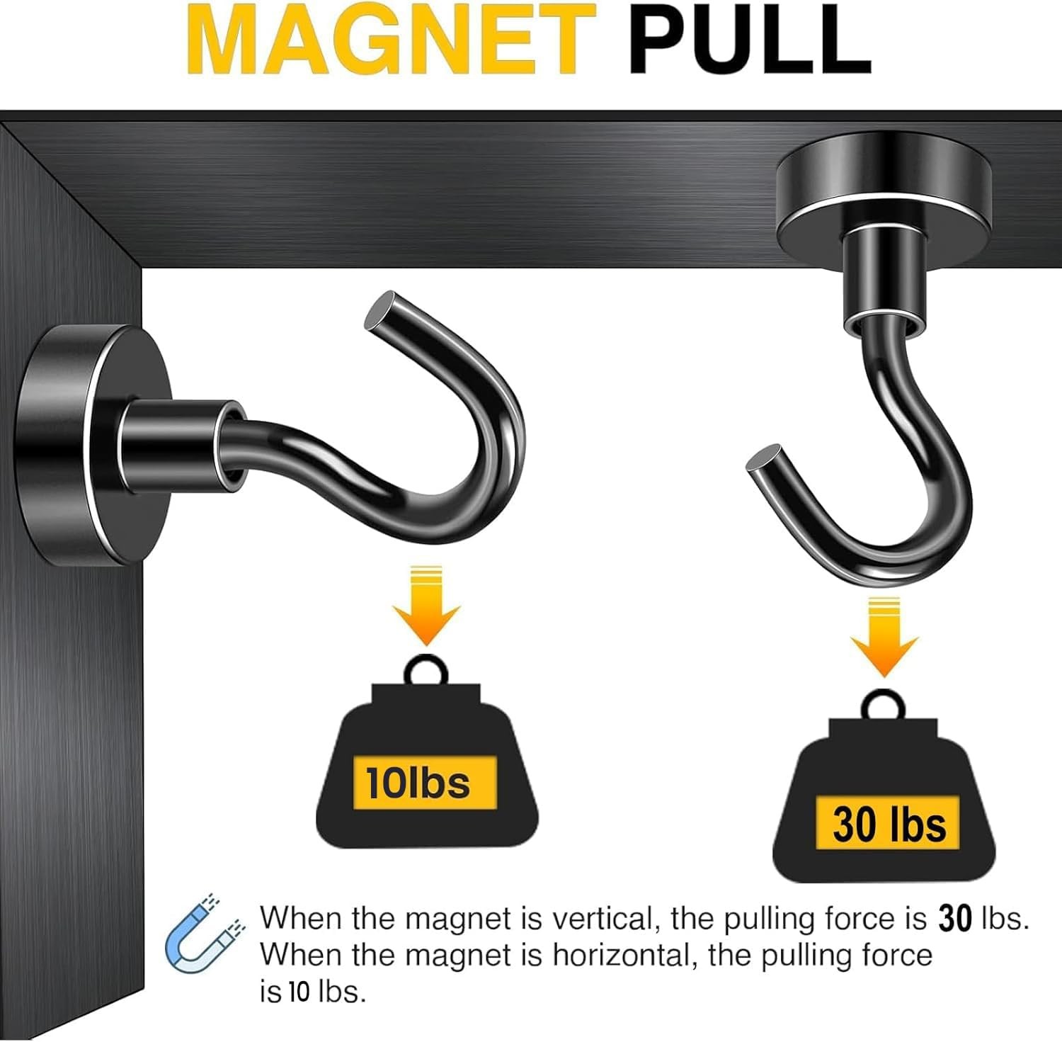 DIYMAG Magnetic Hooks 6pcs 30lbs+ Cruise Essentials 2026 Magnet 0.63in, Black
