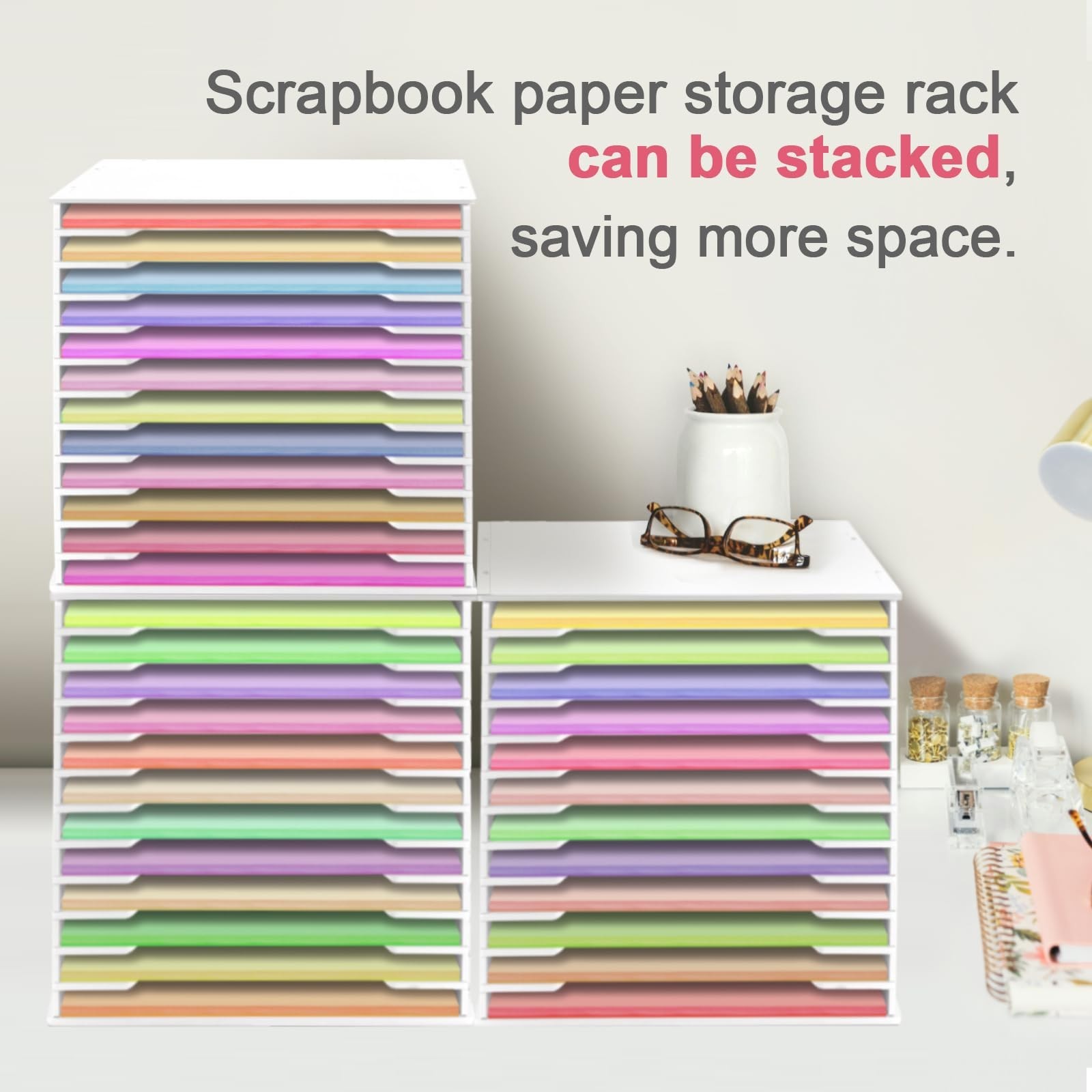 SONGWAY 12×12 Paper Storage Organizer – 13 Tier Desk File Organizer with Adju…