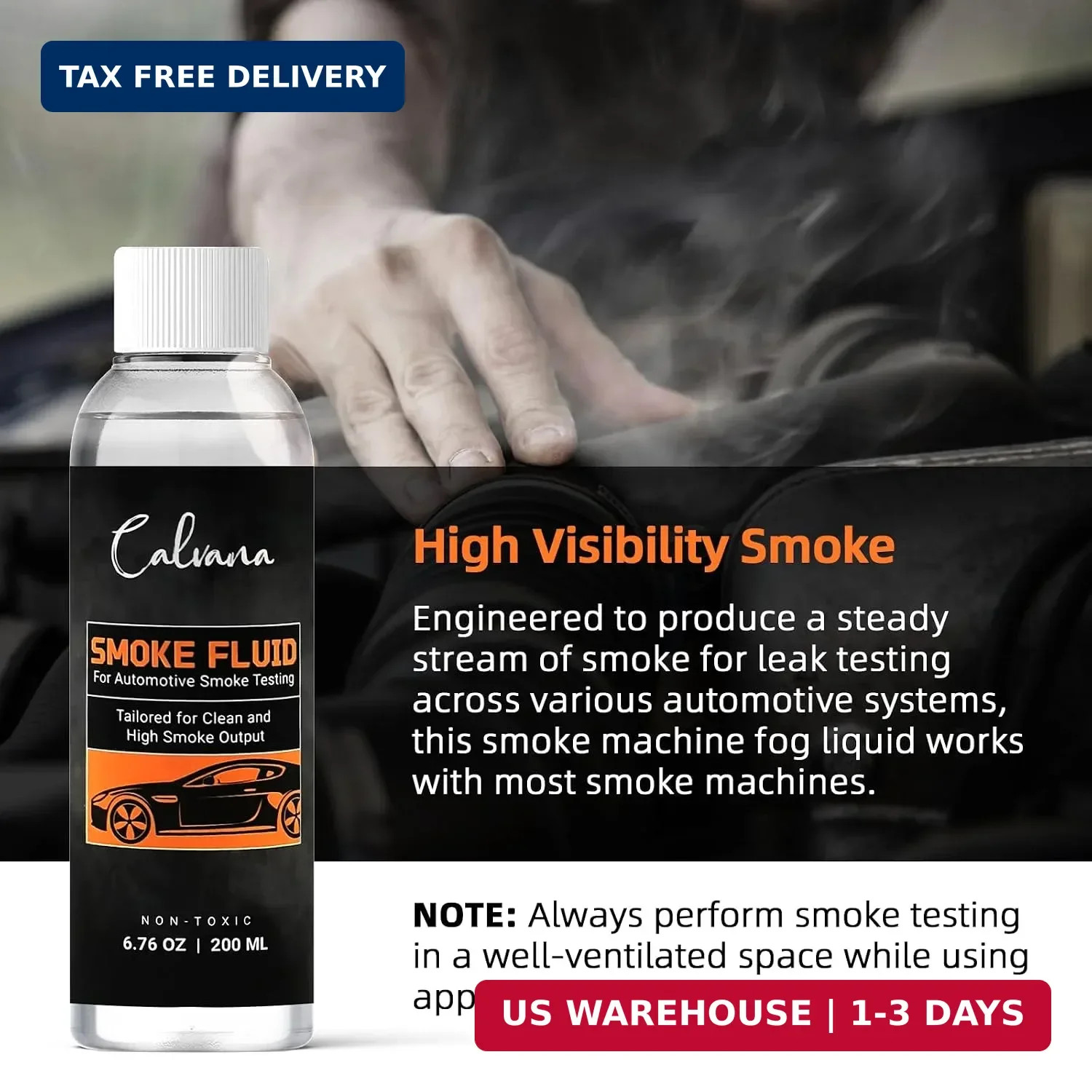 Calvana 6.76 fl.oz Smoke Machine Liquid, Oil Leak Detection Kit, for Automotive