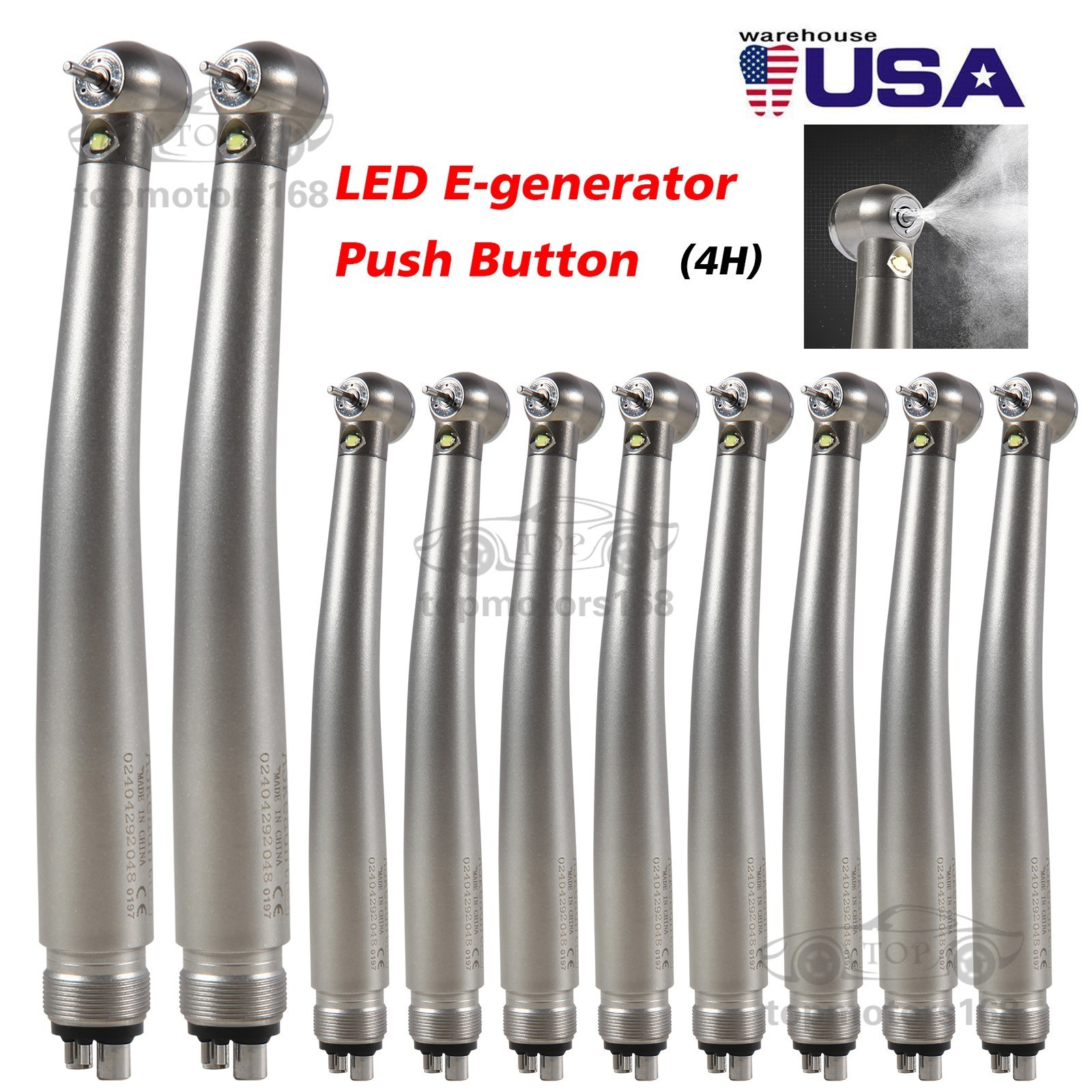 10 PACKS Dental High Speed E generator LED Handpiece Air Turbine 4Hole