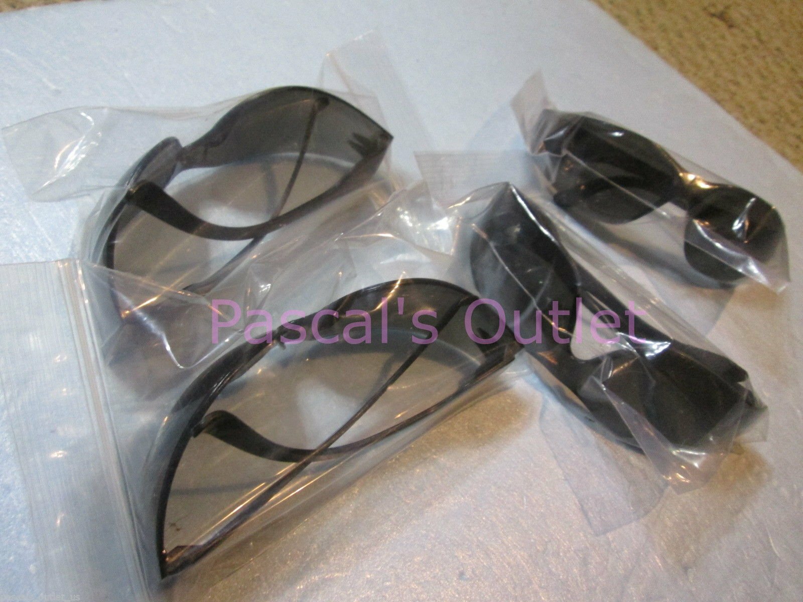 4 pack Tinted Safety Goggles (Dark grey smoke lens) Crews or Bulldog or Cordova