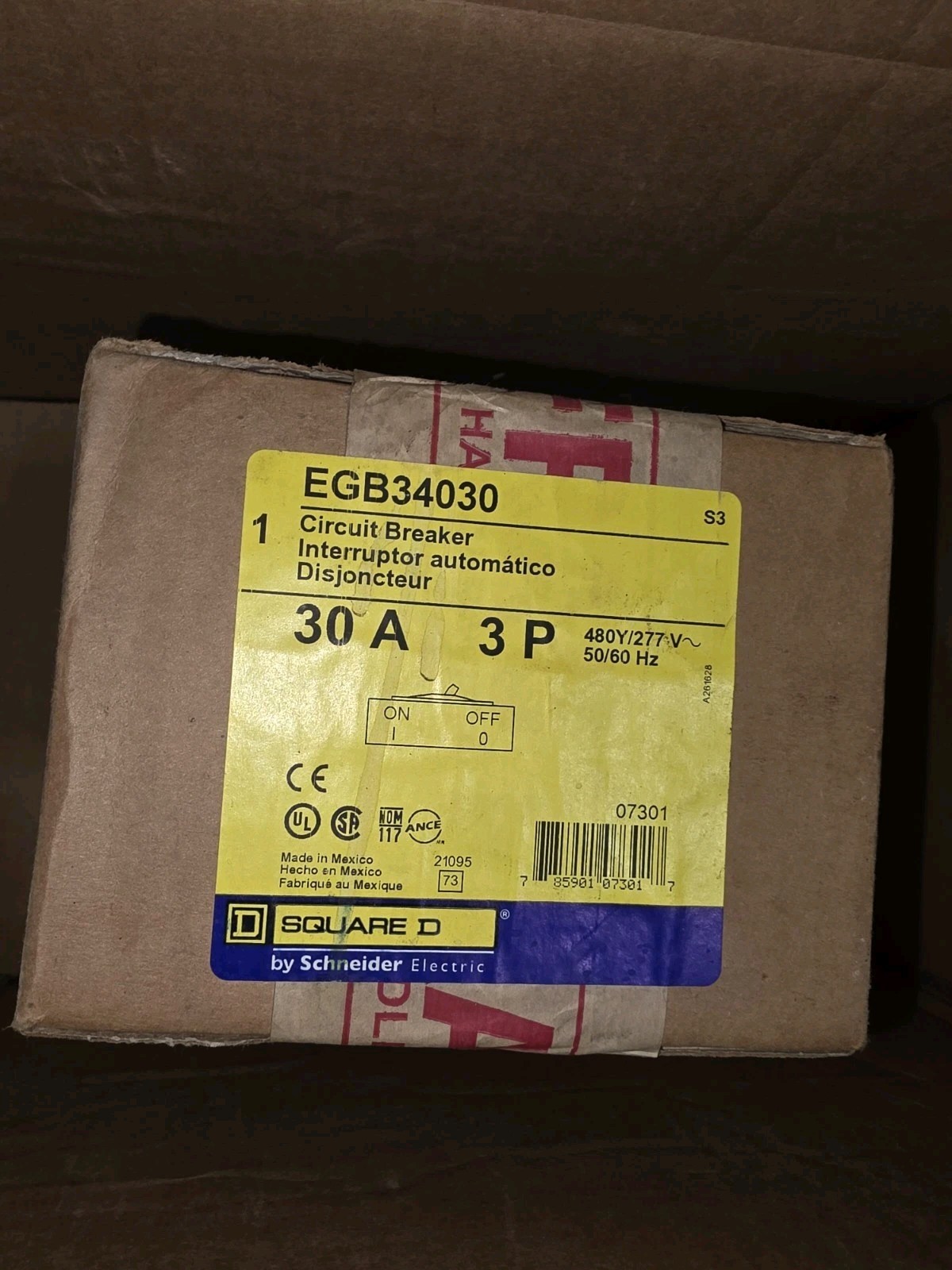 Square D EGB34030 Circuit Breaker 30A 3-Pole 480Y/277V AC Thermal, 1 Pack