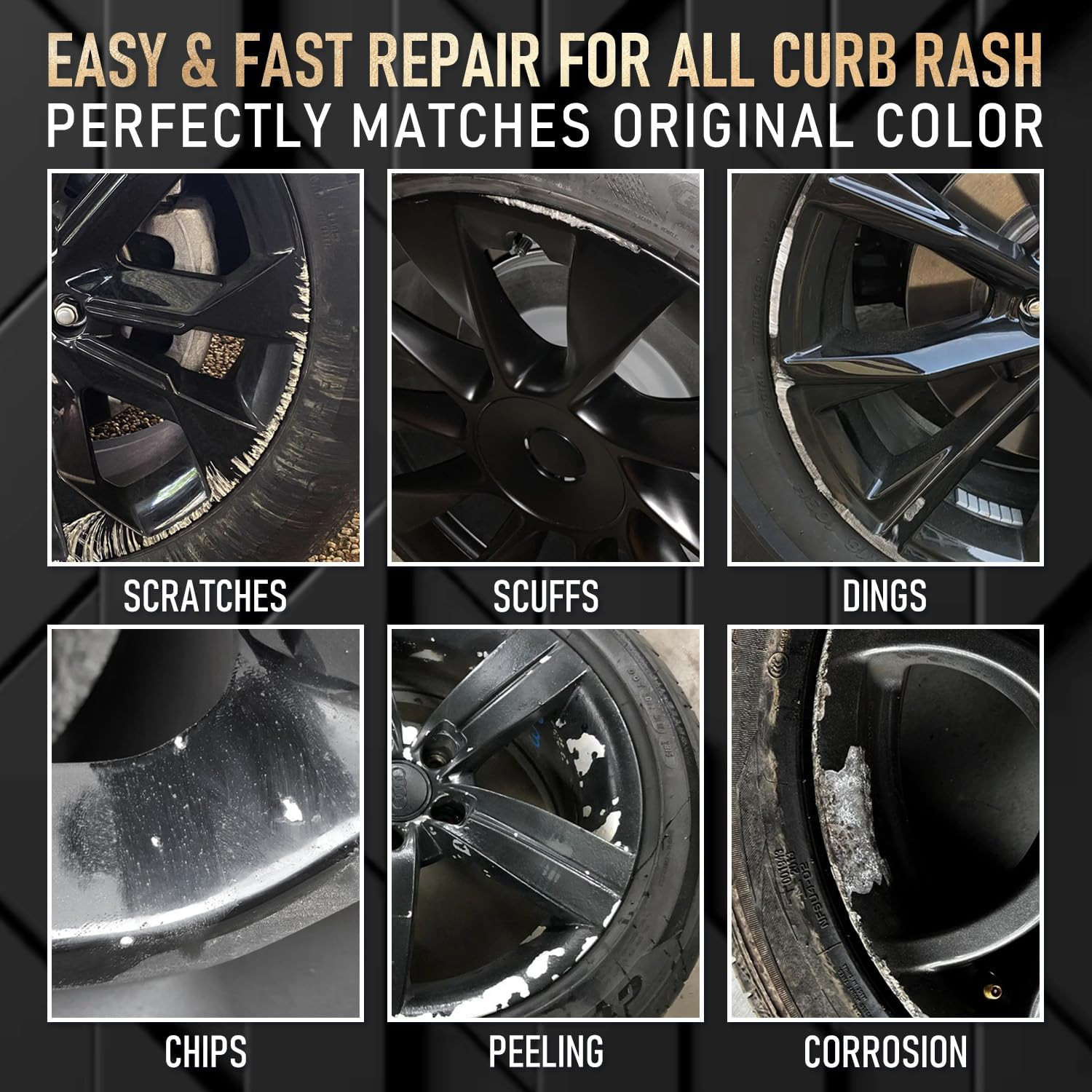 Wheel Scratch Repair Kit, Gloss Black Rim Touch up Paint, Repair Curb Rash, S…
