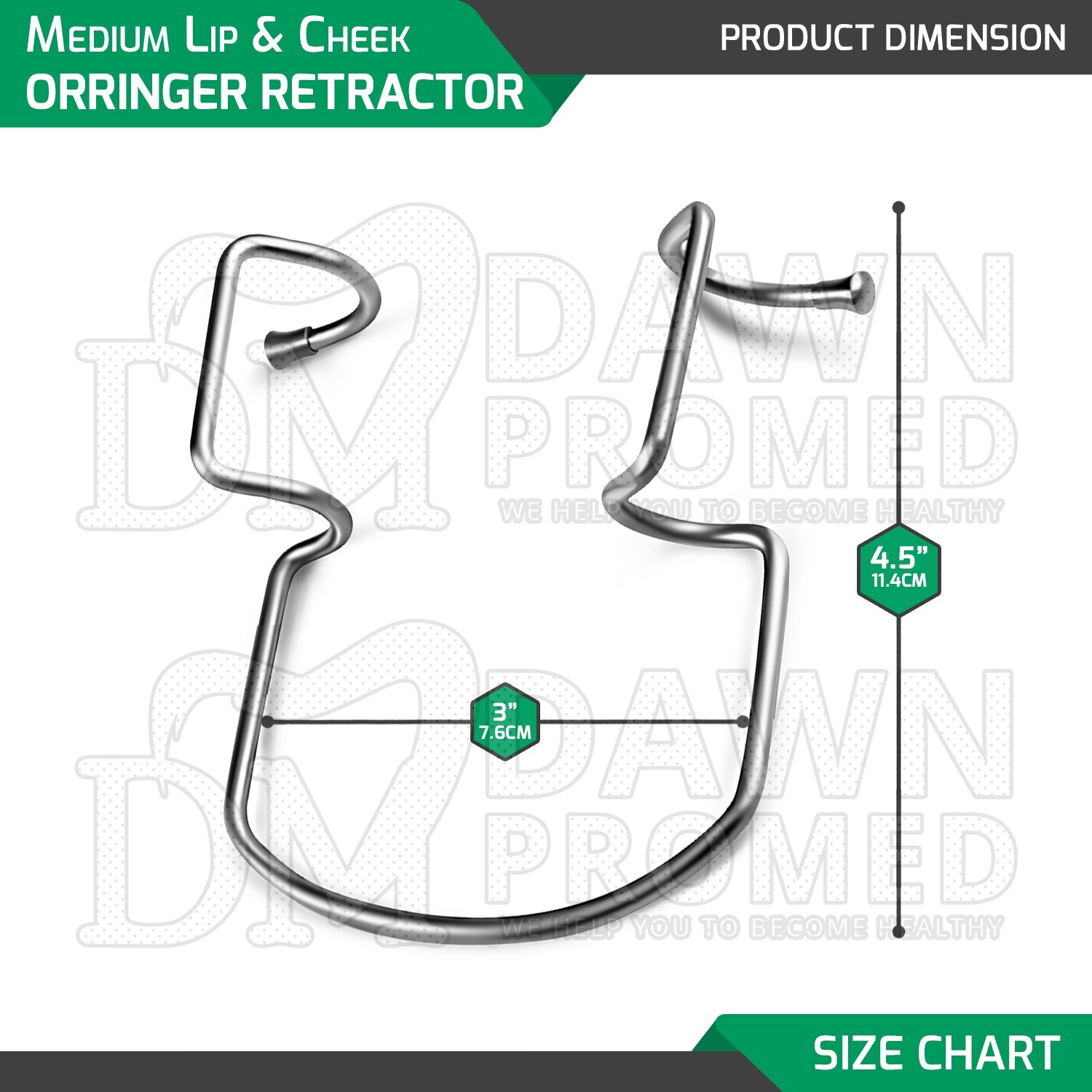 3 Pcs Orringer Cheek Retractor Small, Medium & Large Mouth Opening Oral Set