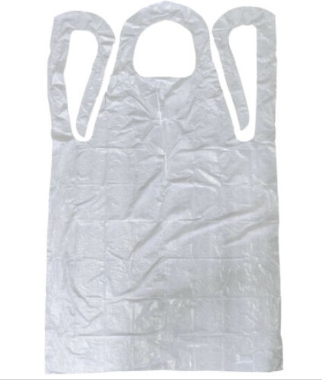 100-1000 Hvy Weight White or Blue Full Bib 46L x 28W Disposable Poly Apron 1mil