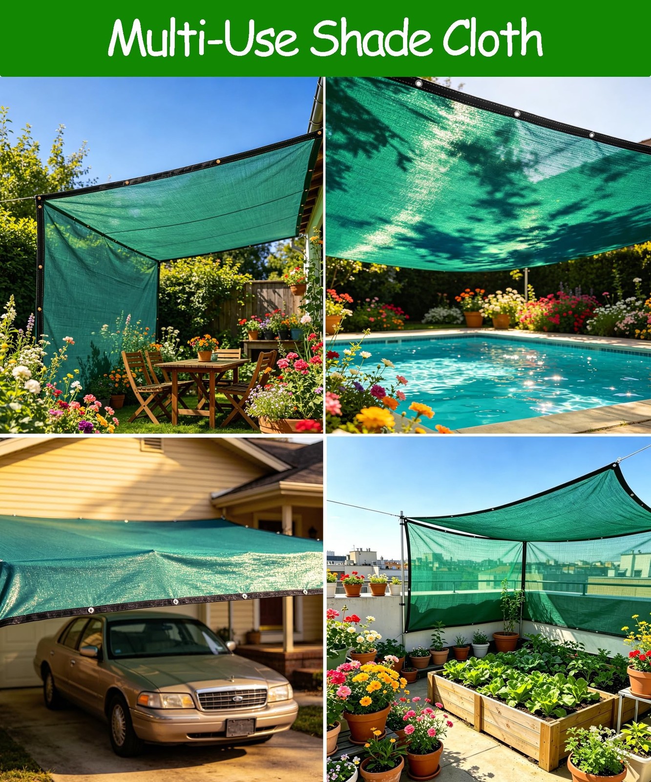 90% Green Shade Cloth 10ft x 20ft Heavy Duty Outdoor Mesh Tarp with Grommets,…