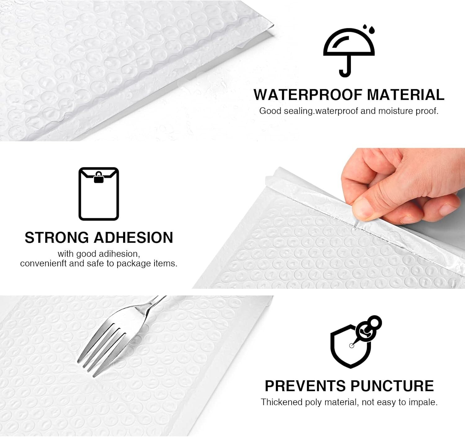 Poly Bubble Mailers 6×10″ Padded Envelope Self Seal Mailing Bags 100Pcs White