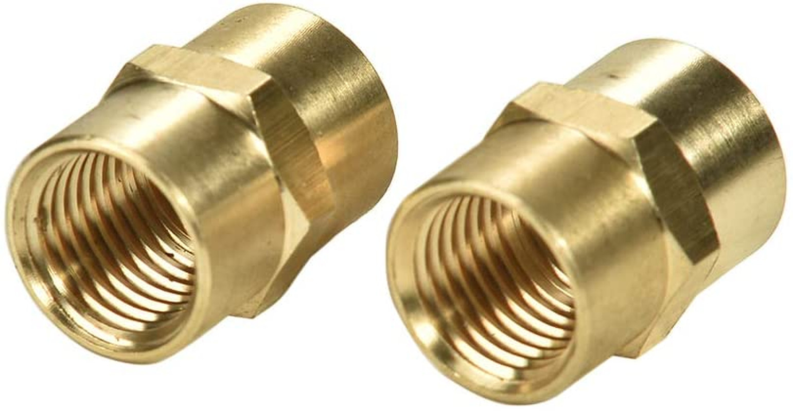 2 Pack 1/4″ X 1/4″ NPT Coupler, Brass Female Pipe Fitting (1/4″ X 1/4″ NPT Femal
