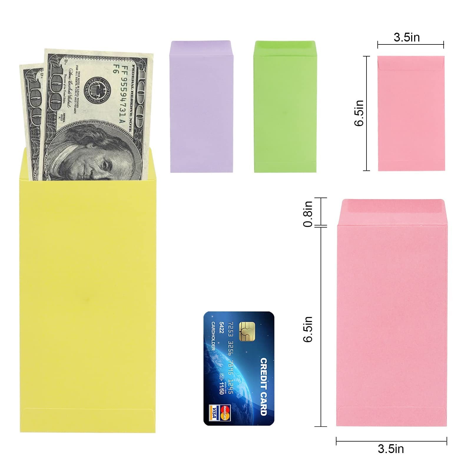200 Pack Colorful Cash Envelopes 6.7×3.5 Fit for Envelope Money Saving Challe…