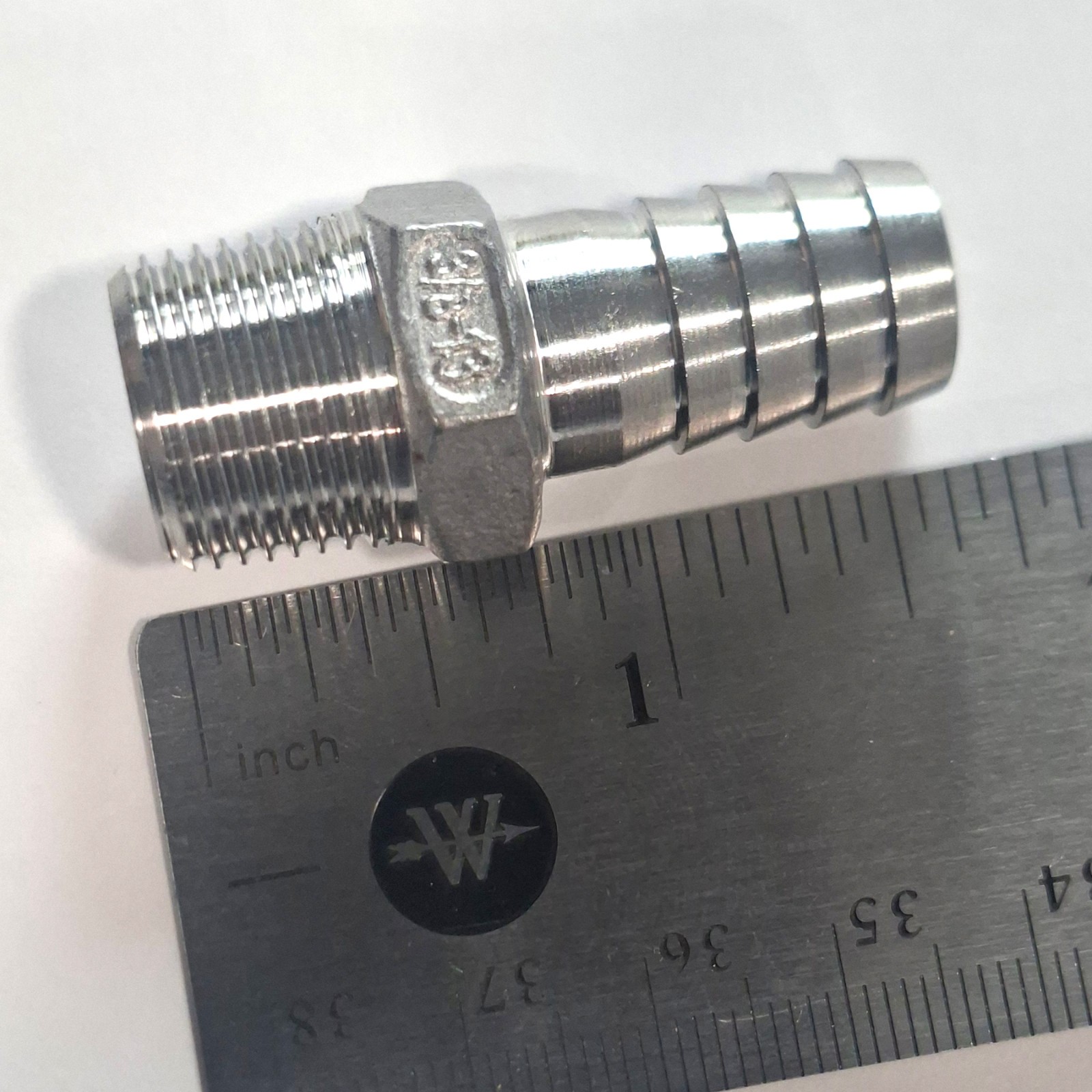 Stainless Hose Connector Barb 1/2″ Threaded Nipple 3/8″ NPT