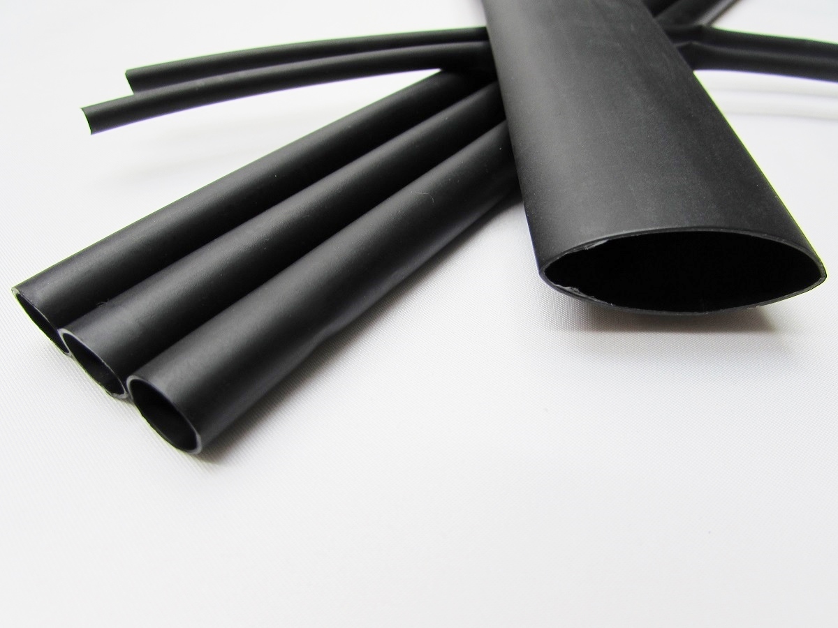 (1 FOOT) 1/4″ Black Heat Shrink Tube 3:1 Dual Wall Adhesive Glue Marine 6.4mm ID