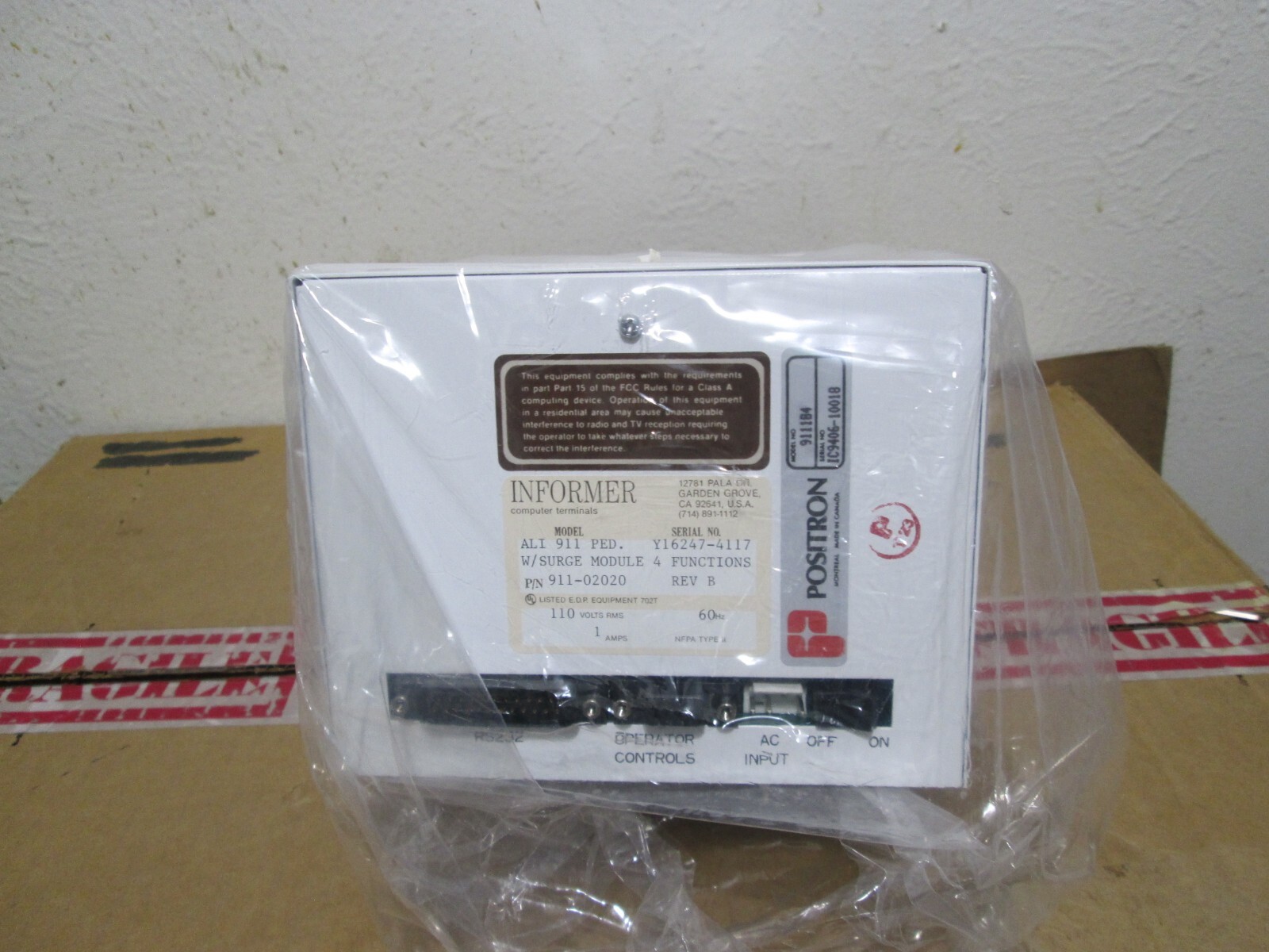Positron Model 911184,Informer Computer Terminals ICT Model ALI 911 PED