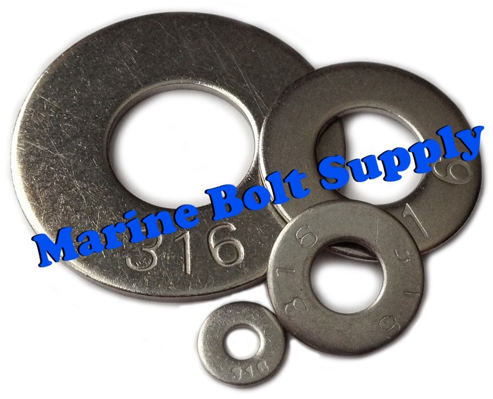 Type 316 Stainless Steel Flat Washers (Sizes #4 to 3/4″)