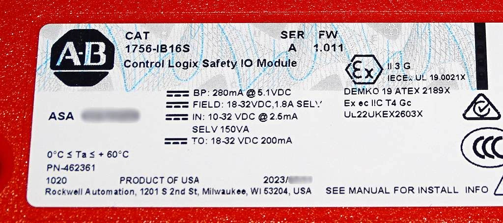 2023 Allen Bradley 1756-IB16S /A 0 Min. Run-Time NO BOX