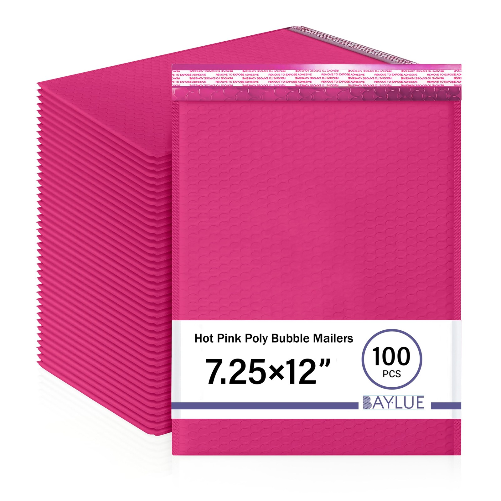 Hot Pink 7.25×12, Poly Bubble Mailers, (#1), Padded Envelopes, Package Bags, Shi
