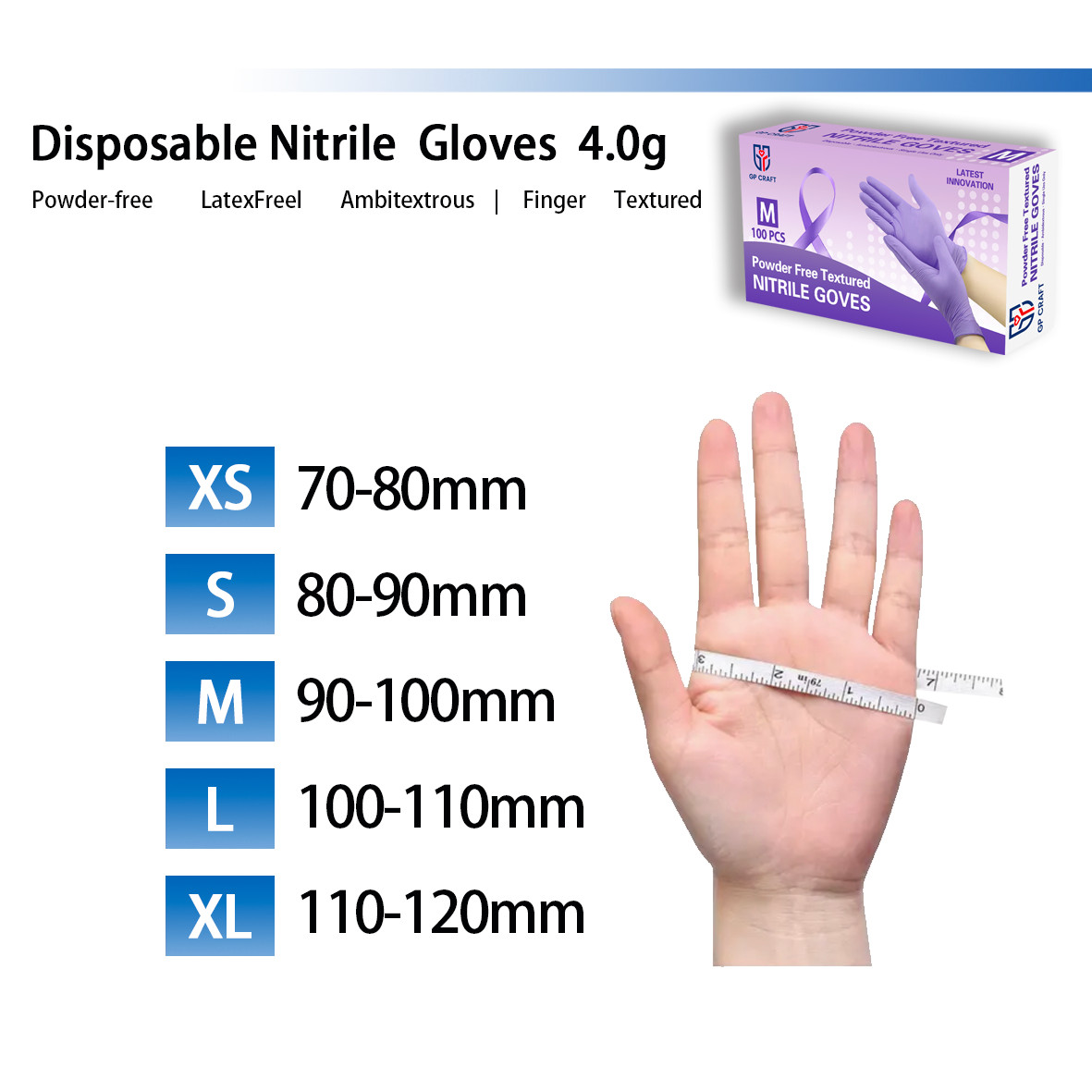 100pc Disposable Nitrile Exam 4-mil Latex Free Cleaning Food-Safe Gloves