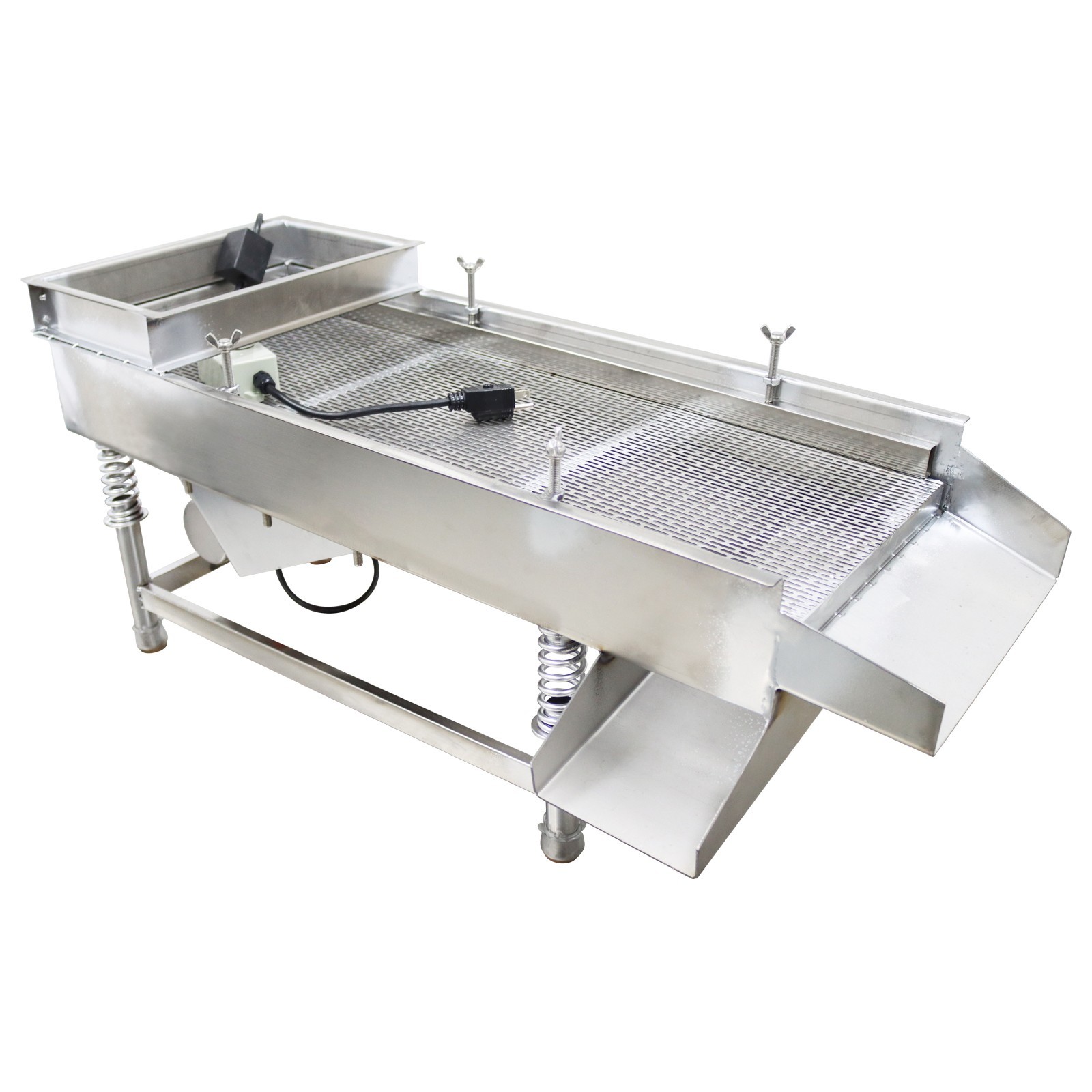 Stainless Steel Straight Linear Vibrating Screen 3x20mm Long Strip Holes Shaker