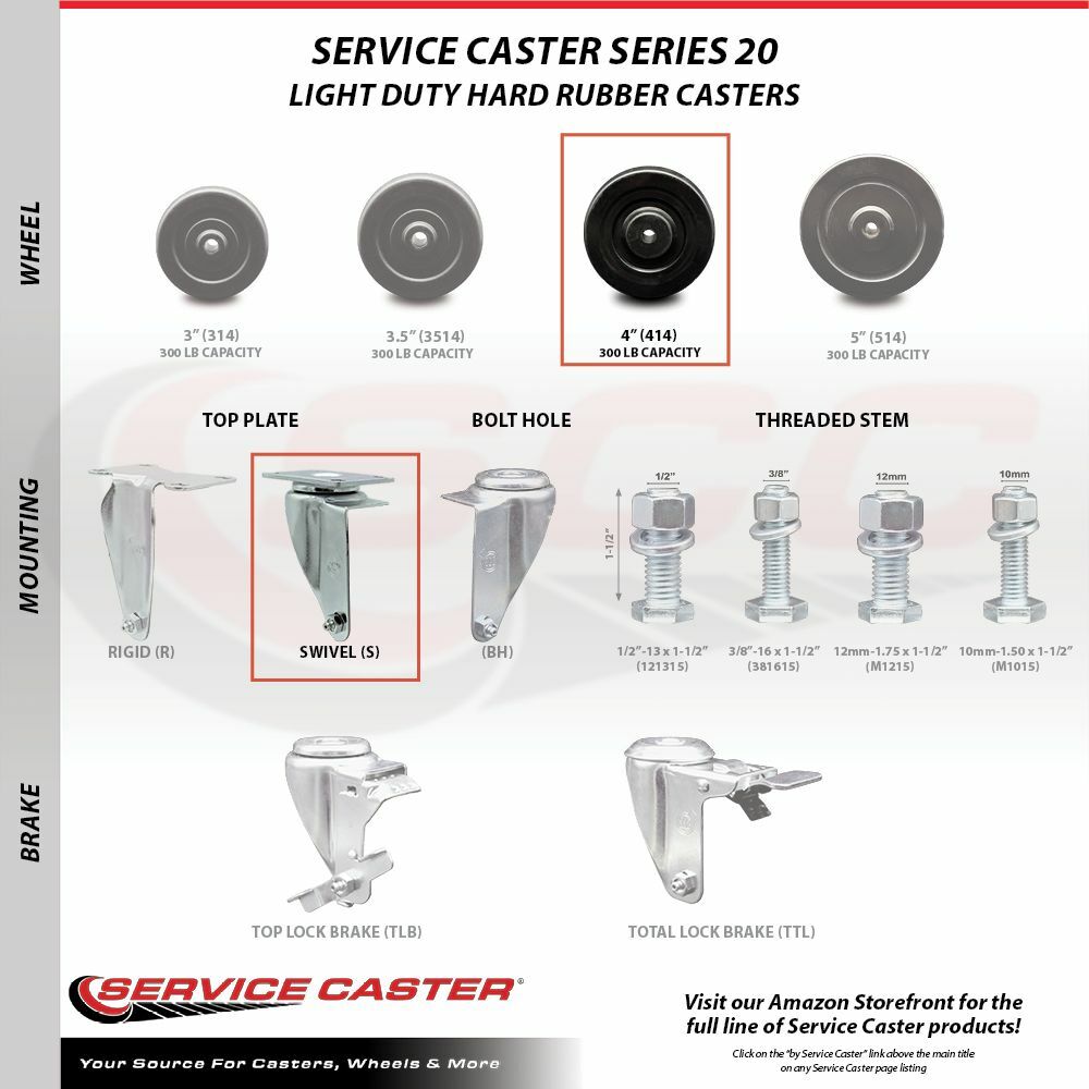 1013L2 Rubbermaid Tilt Truck Replacement Caster Set Fits FG101300BLA FG9T1400BLA