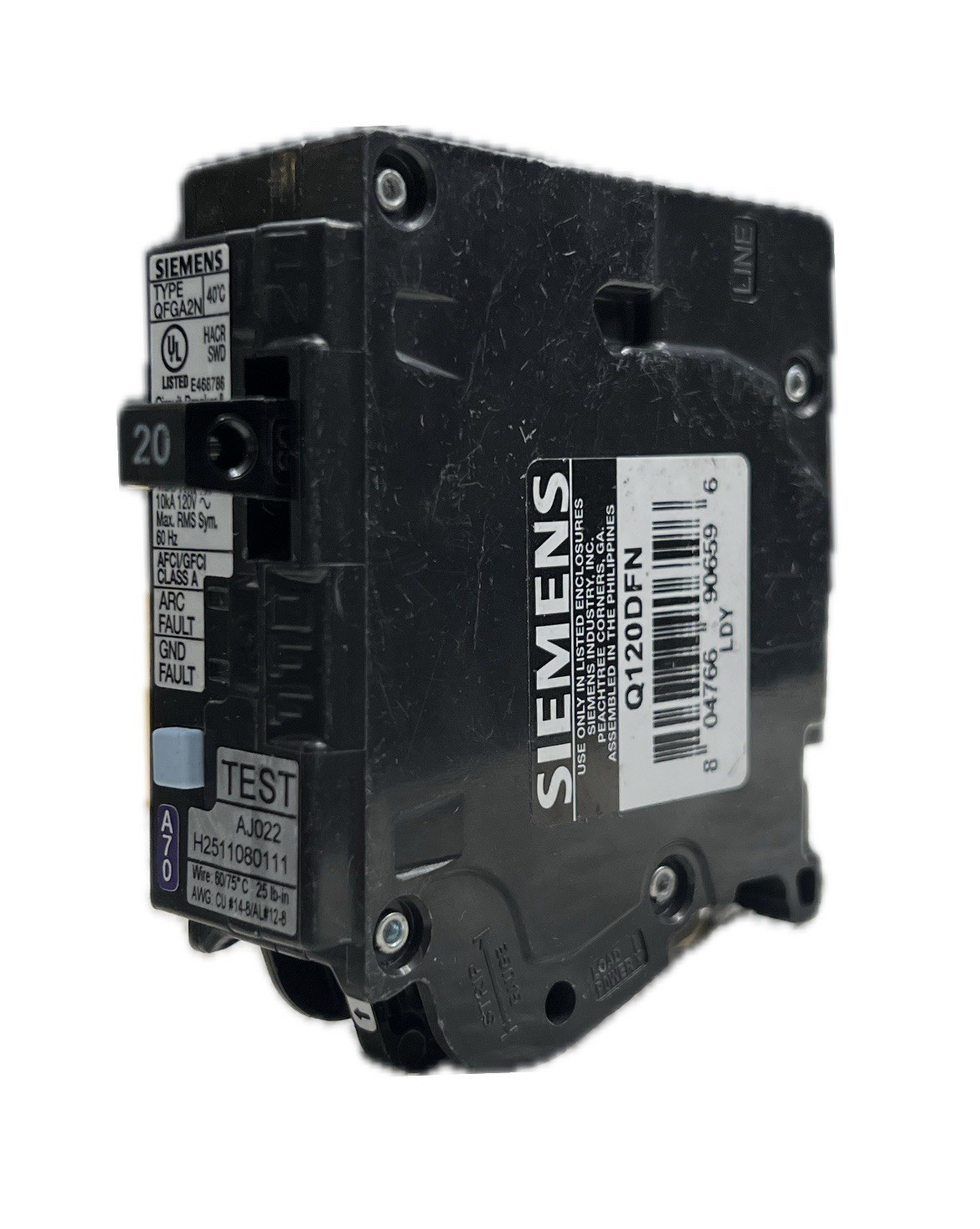 10PCS SIEMENS Q120DFN 20A DUAL FUNCTION AFCI/GFCI PLUG ON NEUTRAL BREAKER NEW