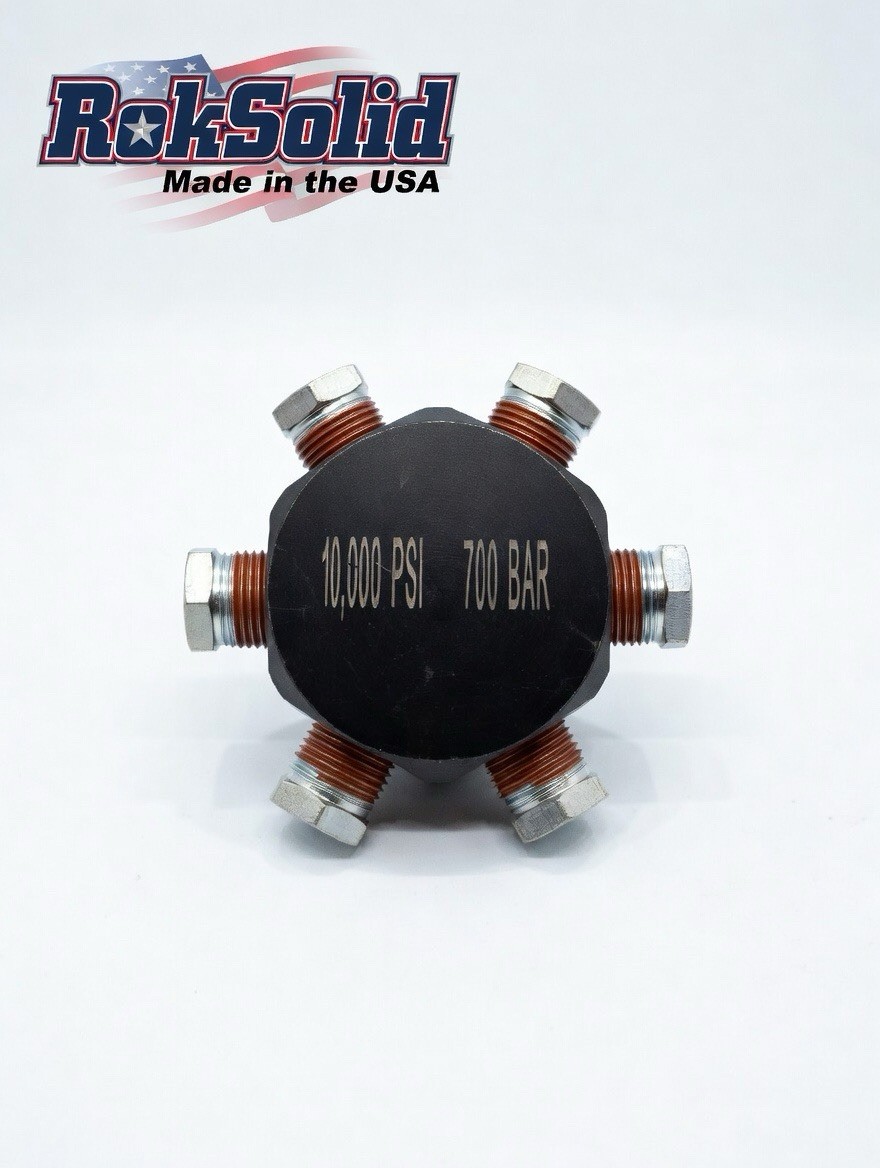 RS A-66 HEXAGON HYDRAULIC 6 PORT MANIFOLD 700 BAR/10,000 PSI BVA CMH6 NEW!