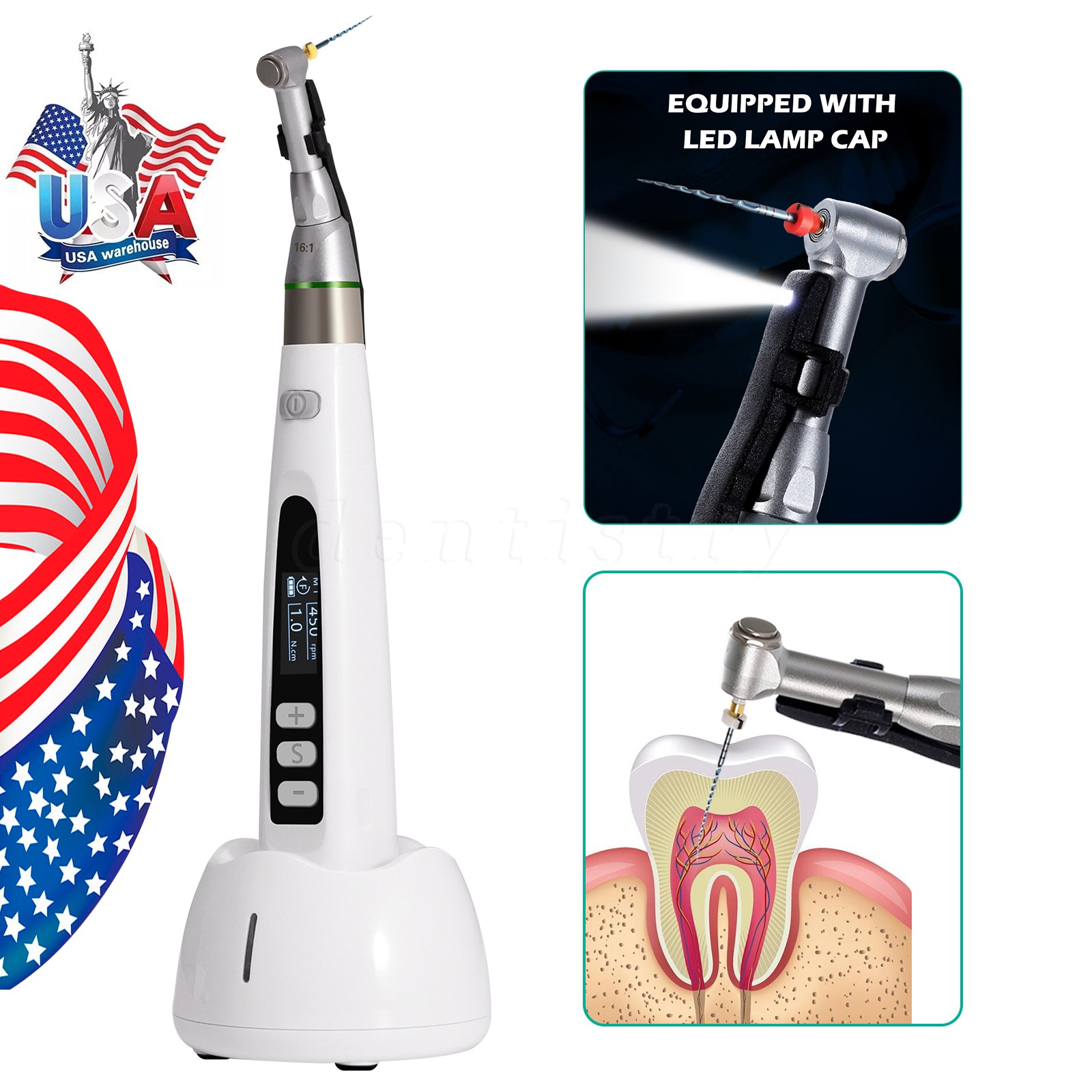 Dental Lab MARATHON Electric Micromotor Polisher+Contra Angle Straight Handpiece