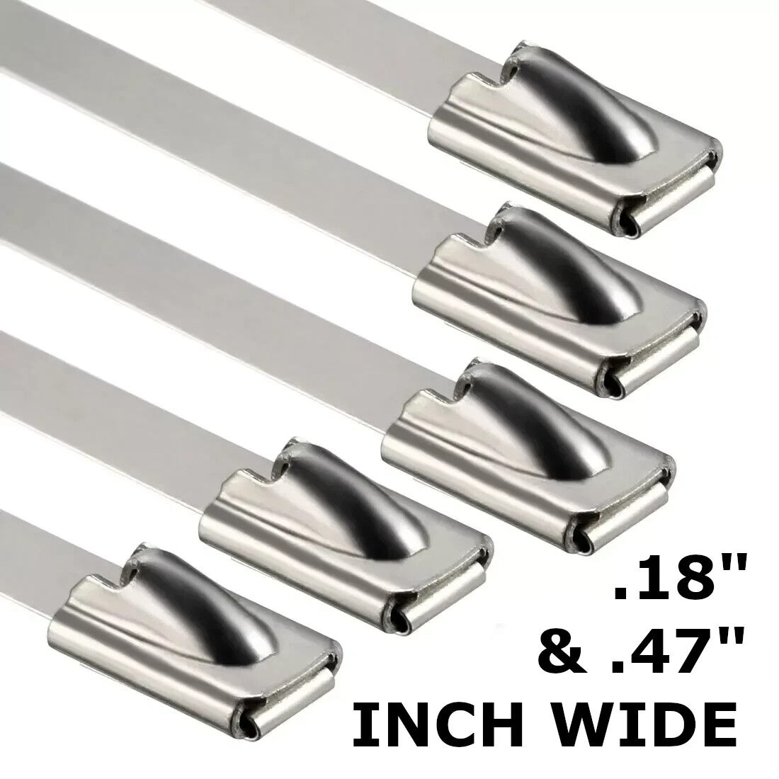 Metal Zip Ties 304 Stainless Steel Heavy Duty Cable 198-400lb 8″ 12″ 18 24″ 36″
