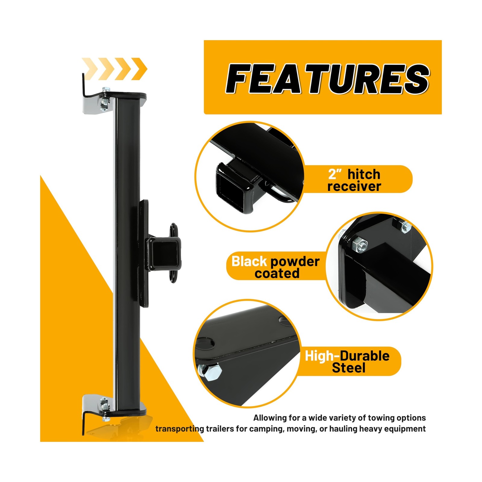 Kojem Class 4 Trailer Hitch Compatible with 2016-2023 Toyota Tacoma 2″ Receiv…