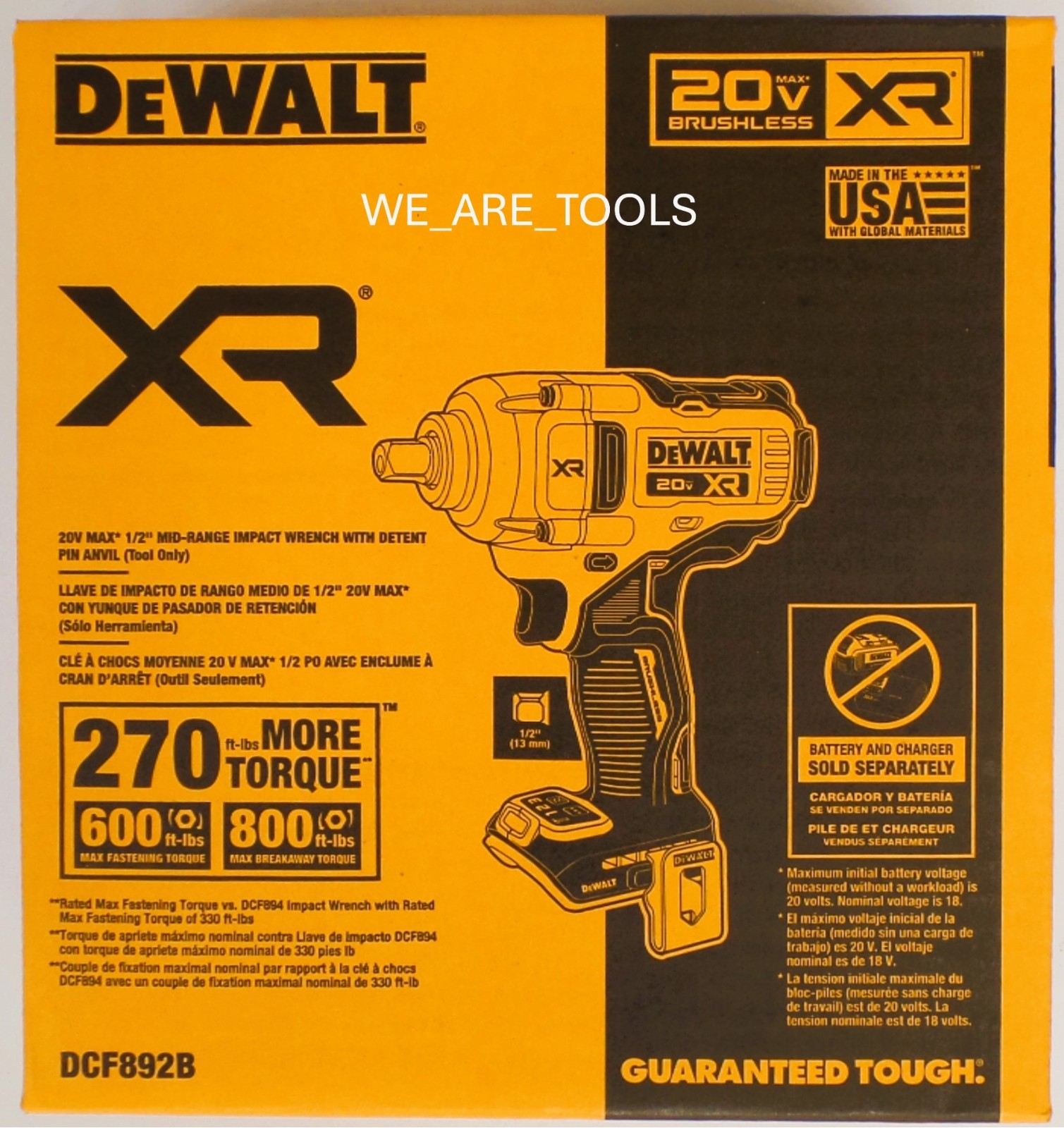 Dewalt DCF892B 20V MAX 1/2″ Mid-Range Impact Wrench with Detent Pin