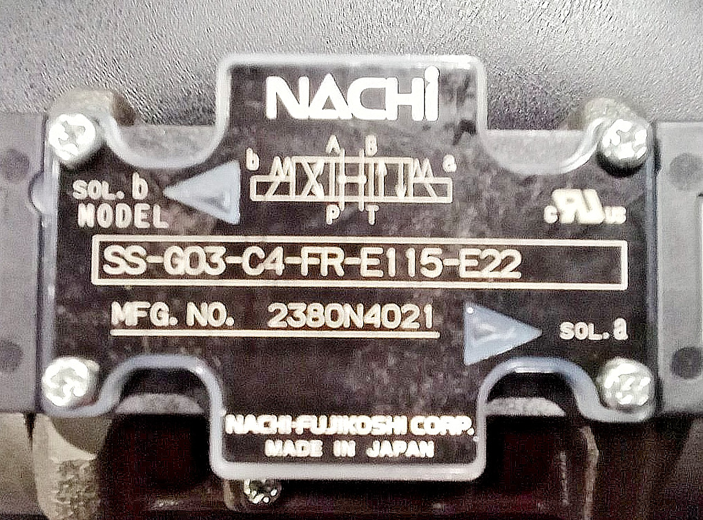 Nachi SS-G03-C4-FR-E115-E22 Hydraulic Solenoid Directional Valve 115V Japan