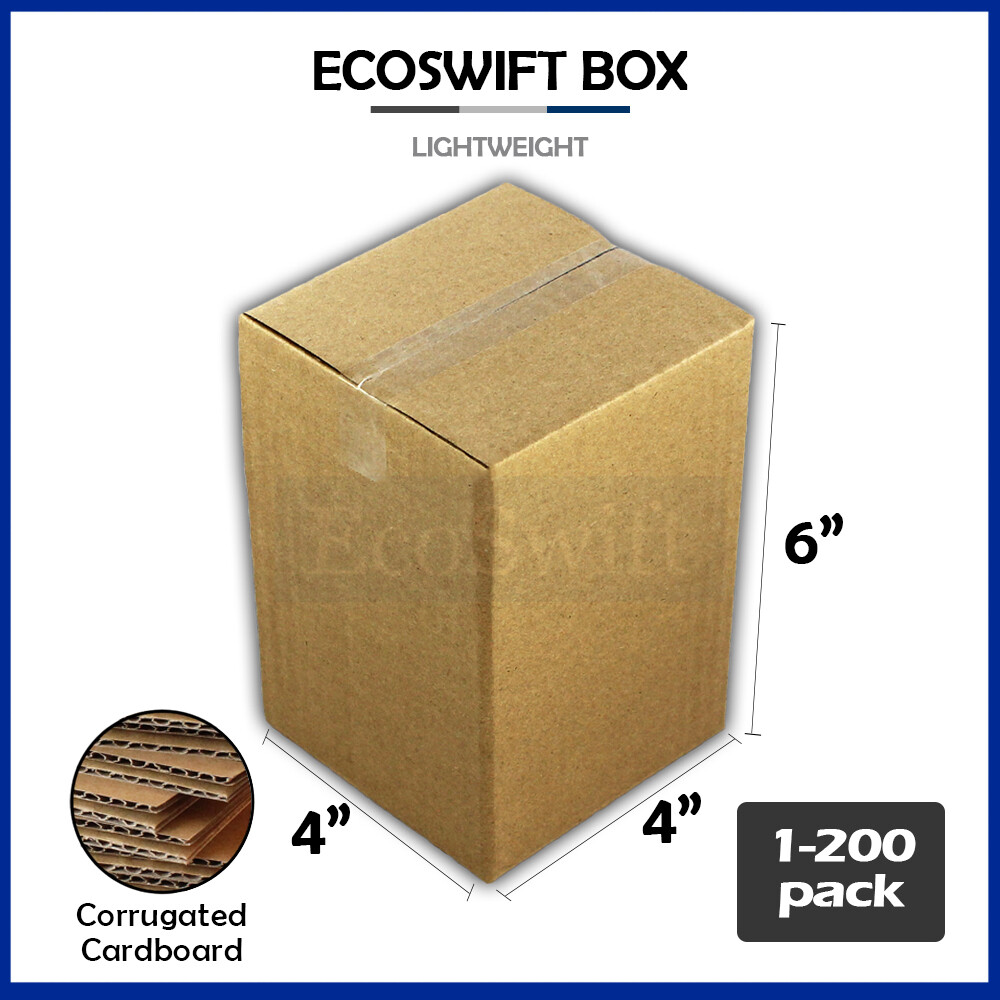 1-200 4x4x6 “EcoSwift” Cardboard Packing Mailing Shipping Corrugated Box Cartons