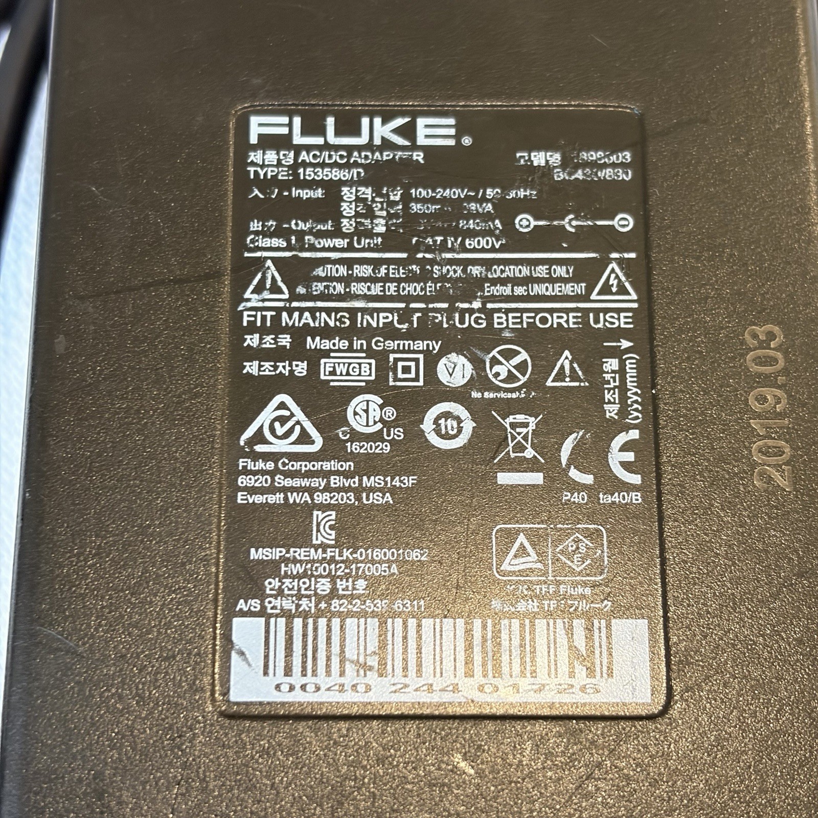Fluke 123B Industrial ScopeMeter Dual-Input 20MHz Handheld Oscilloscope