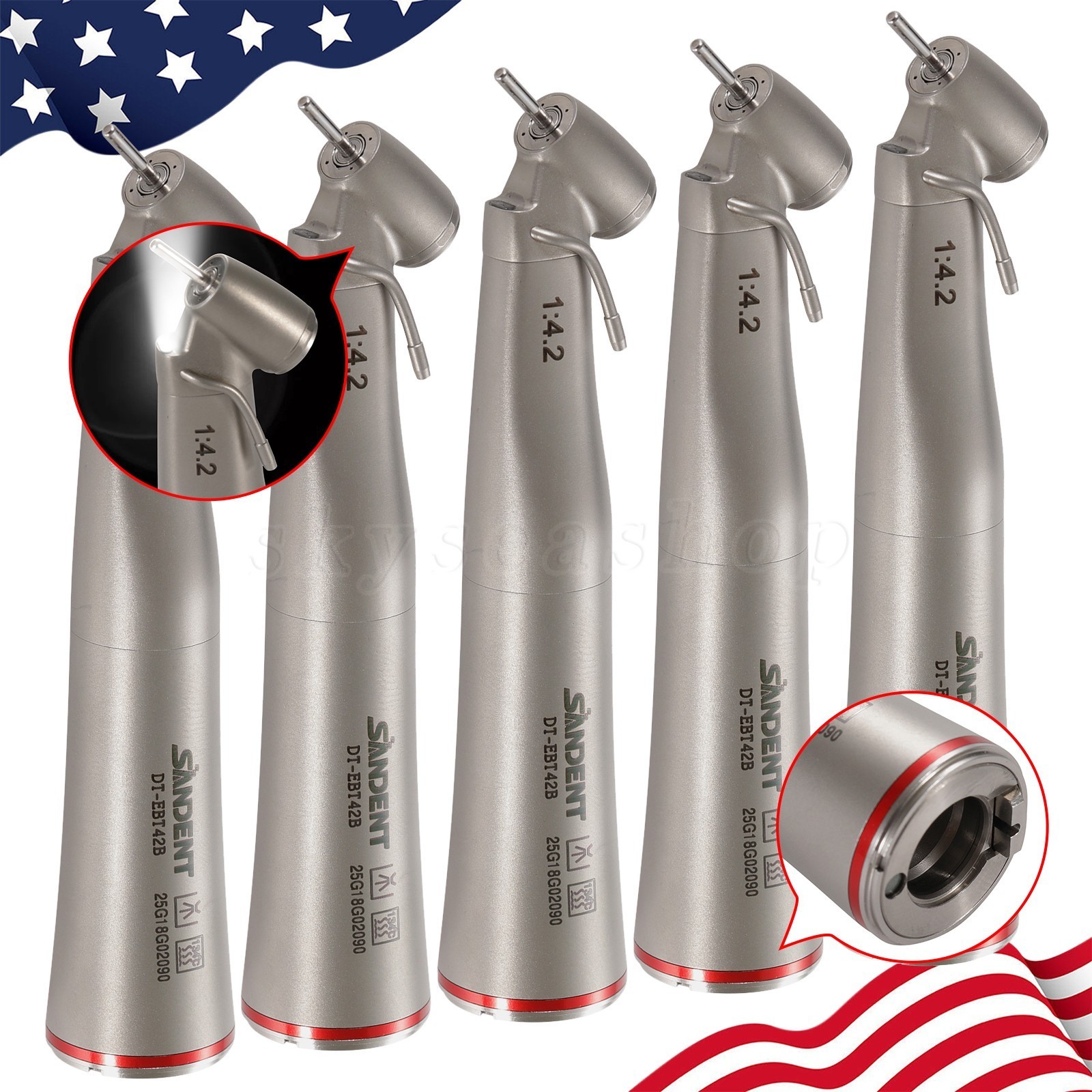 Dental 1:4.2 45° Fiber Optic Contra Angle Electric Surgical Handpiece For NSK US