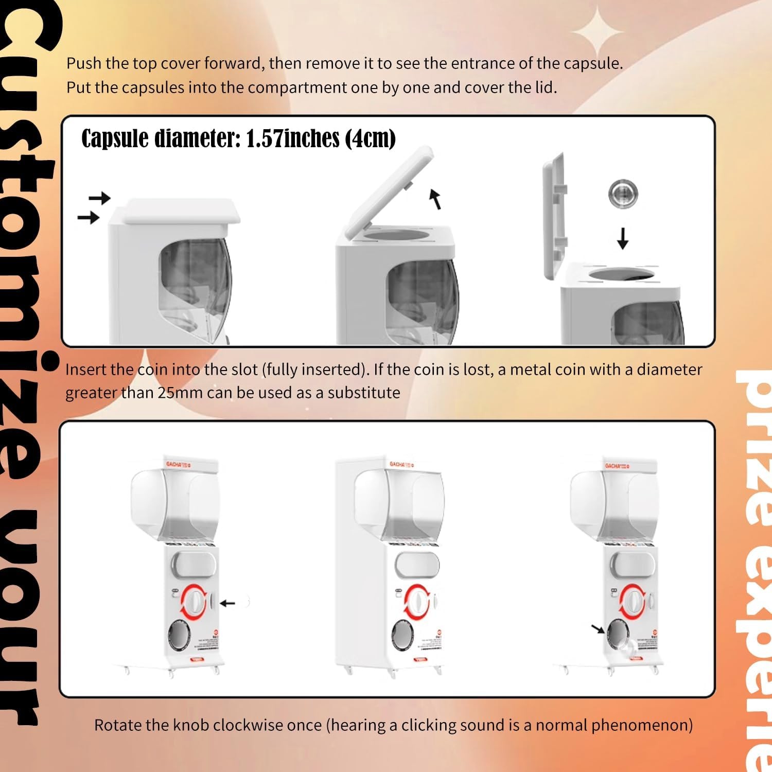 POZCMJM Capsule Vending Machine Kids Toys Mini 25 Cents White